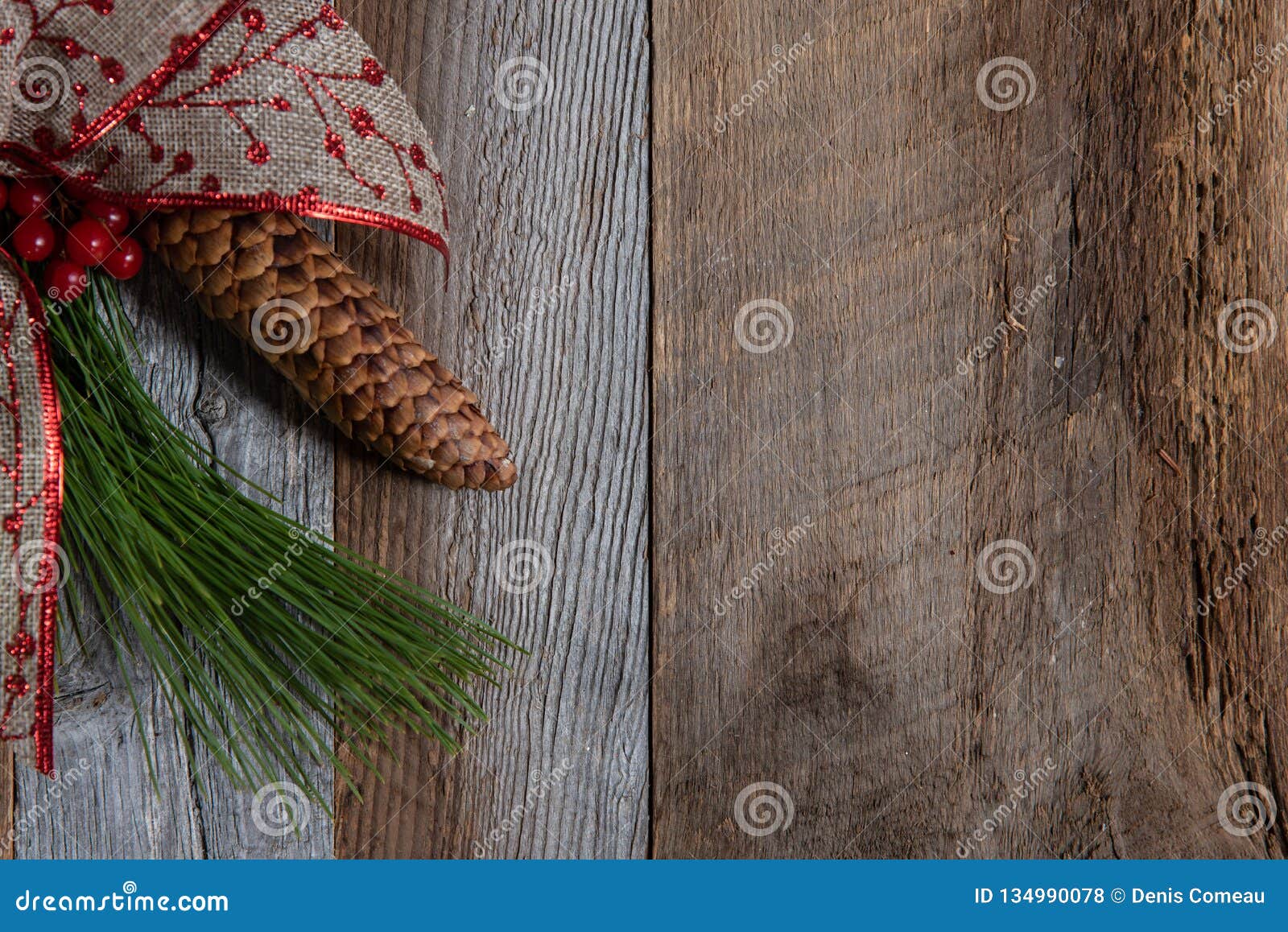 Authentic and Rustic Christmas Holiday Decorations on Weathered Wood ...