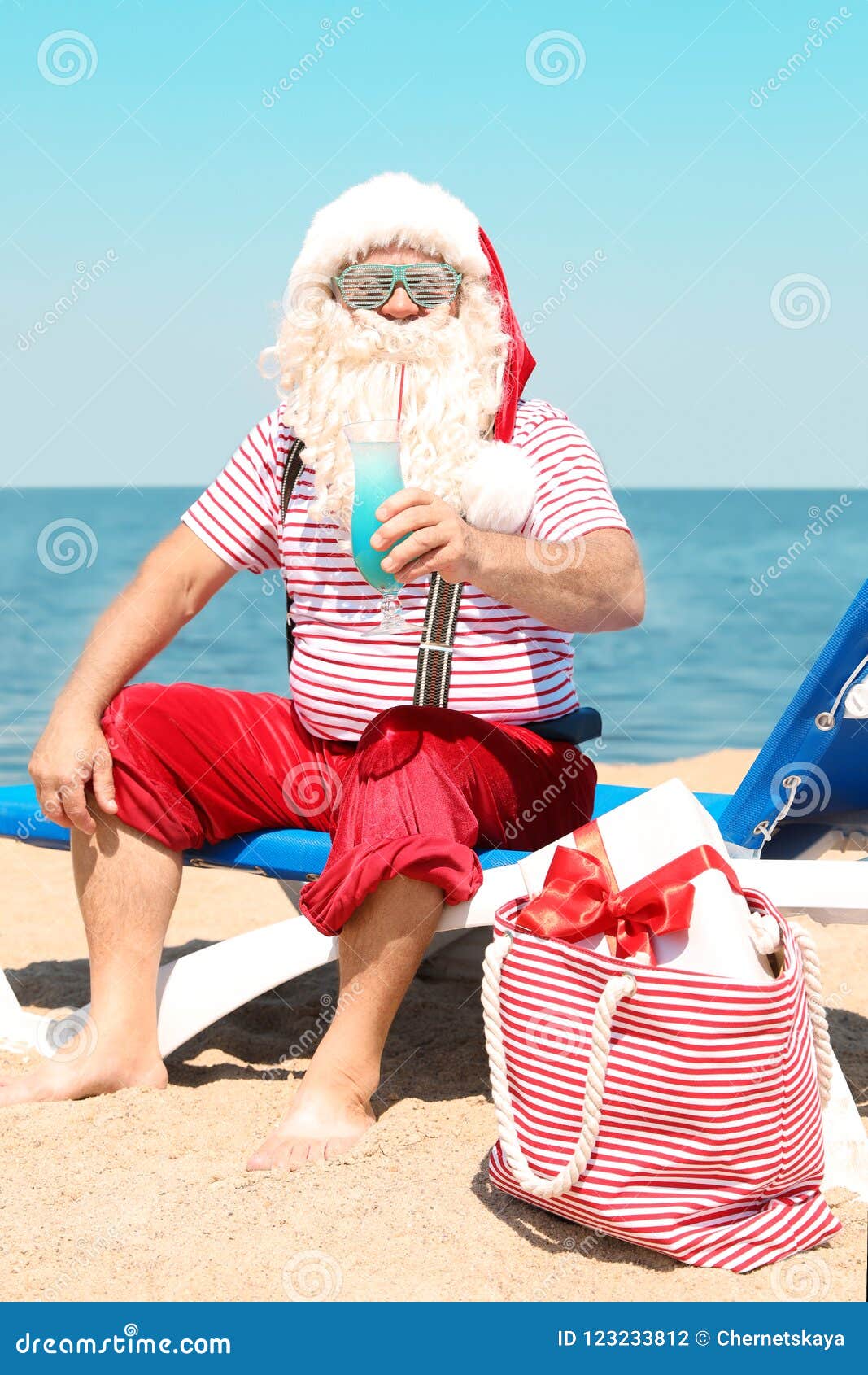 Authentic Santa Claus with Cocktail Resting Stock Photo - Image of ...