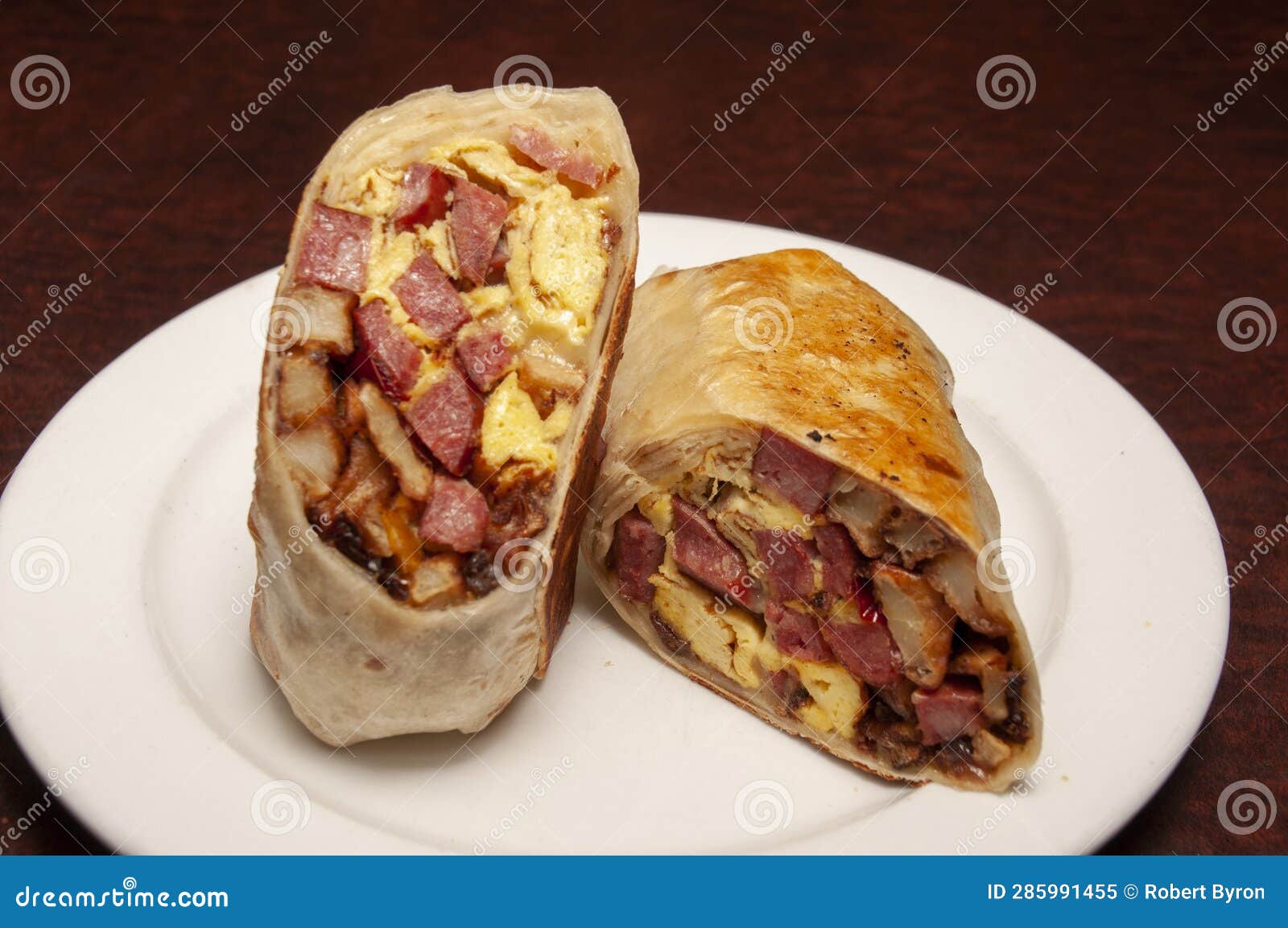 Authentic Mexican Breakfast Burrito Stock Image - Image of beans