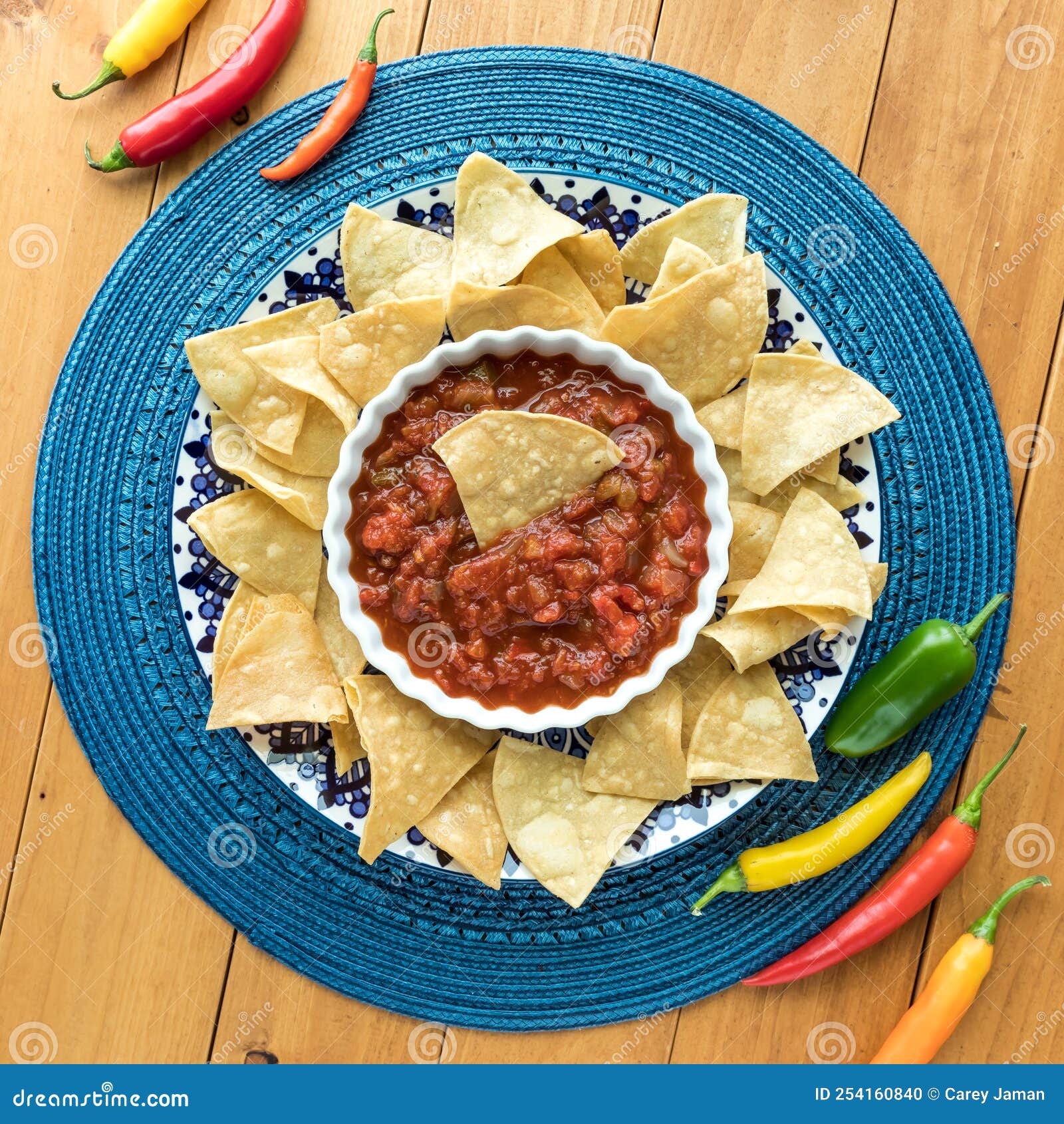 Authentic Tortilla Chips and Fresh Gourmet Salsa with Chilli Peppers