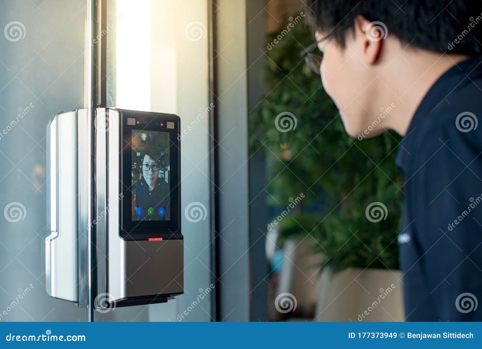 authentication by facial recognition. biometric security system