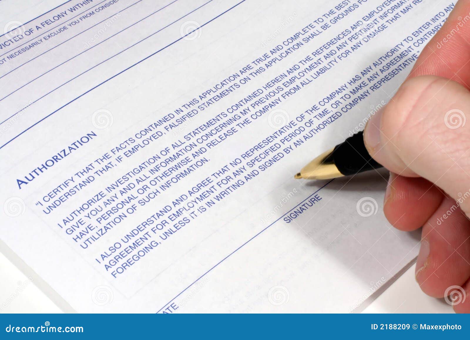 Authorized Signature Stock Image Image Of Document Resources 2188209