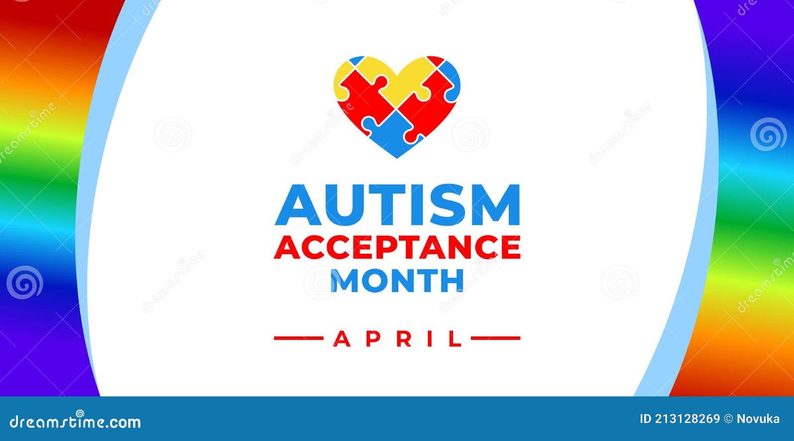 autism acceptance month.  banner, poster, flyer, greeting card for social media with the text autism acceptance month, april