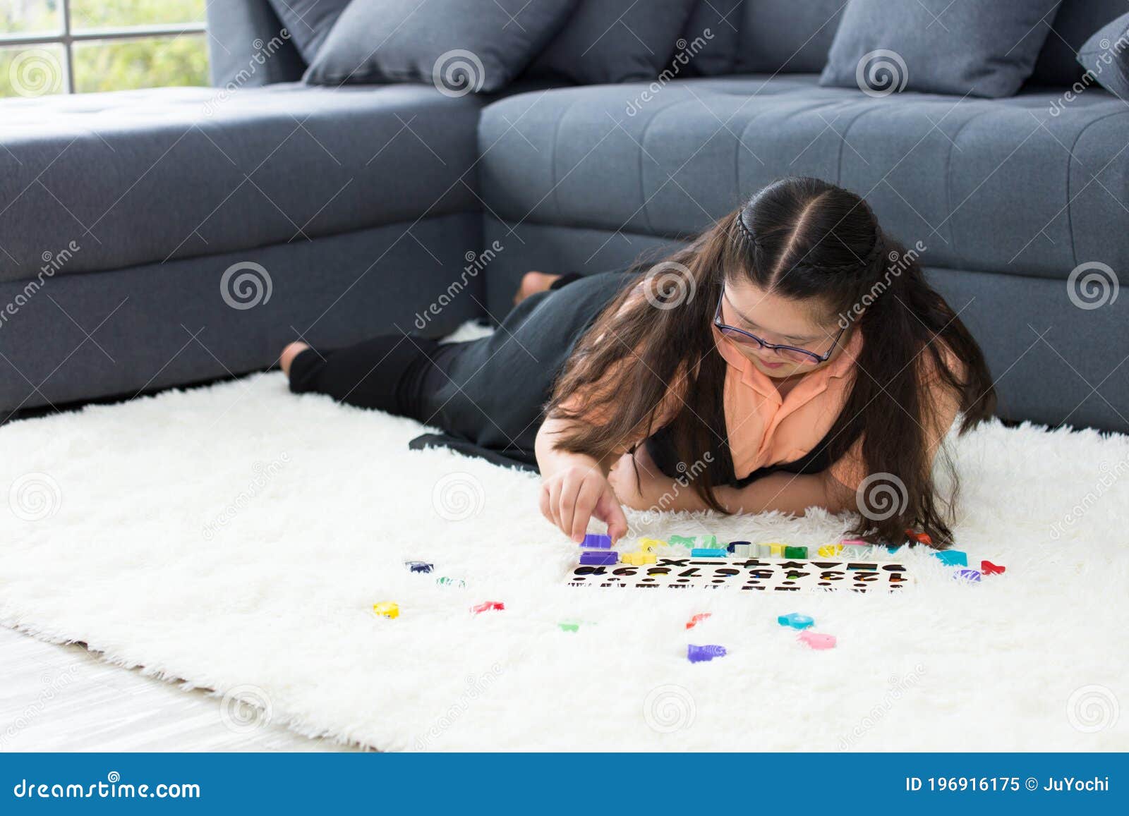 Autism Girl Enjoys Playing With Toys At Home Stock Image Image Of Activity Autism 196916175