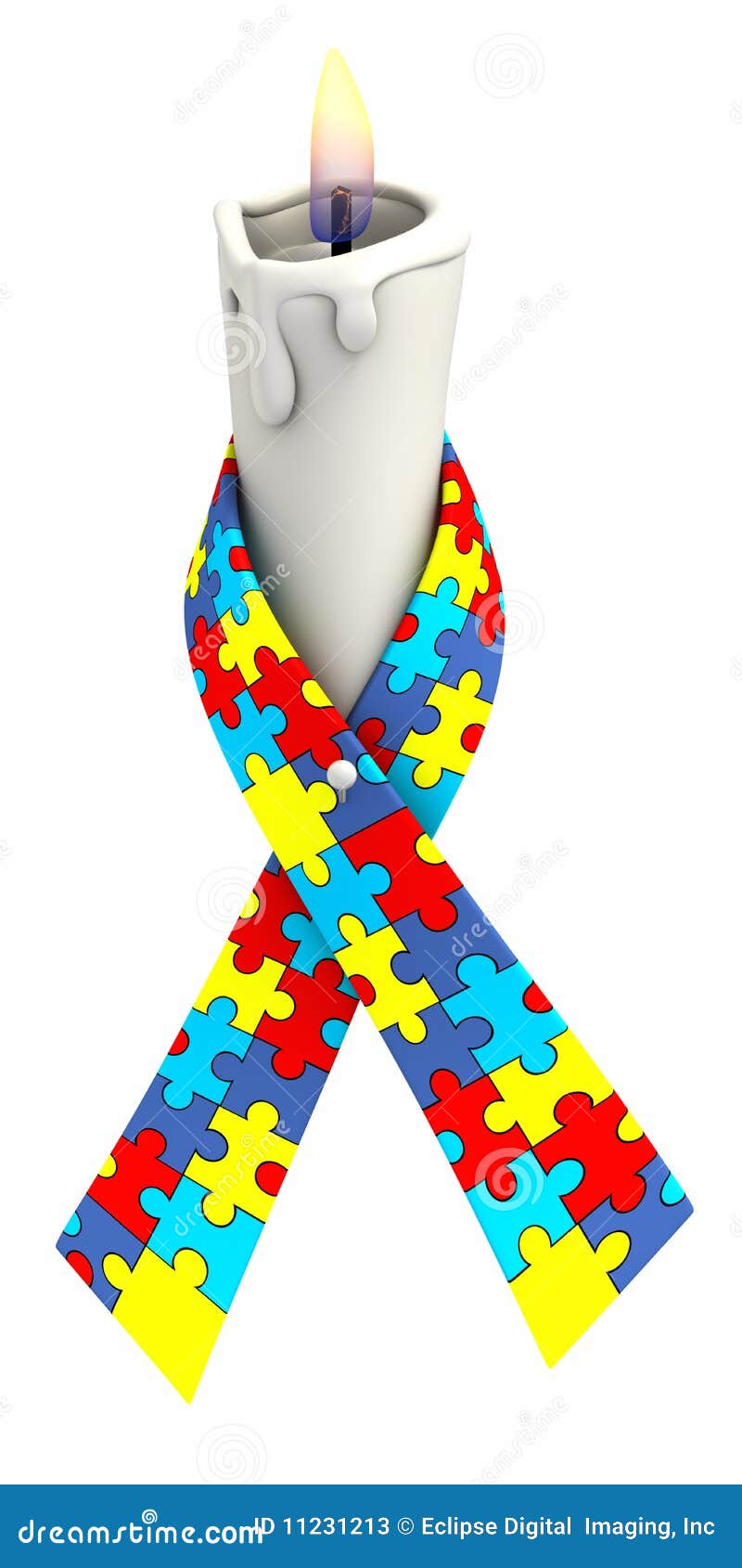 Autism ribbon candle stock illustration. Illustration of path 11231213