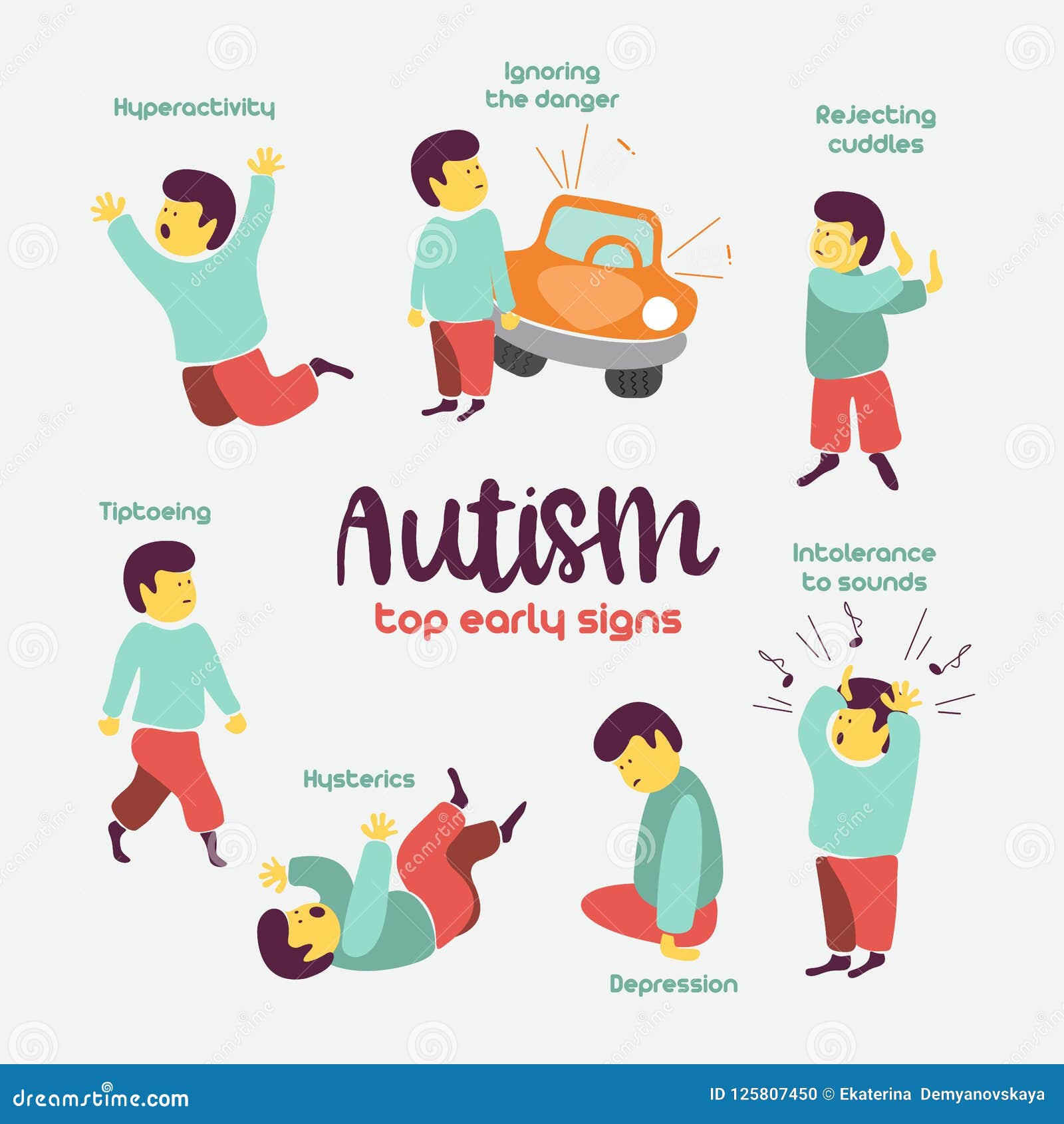 Autism Sinais Adiantados Da Síndrome Do Autismo Nas Crianças Illus Do Vetor  Ilustração do Vetor - Ilustração de conceito, conceptual: 125807450