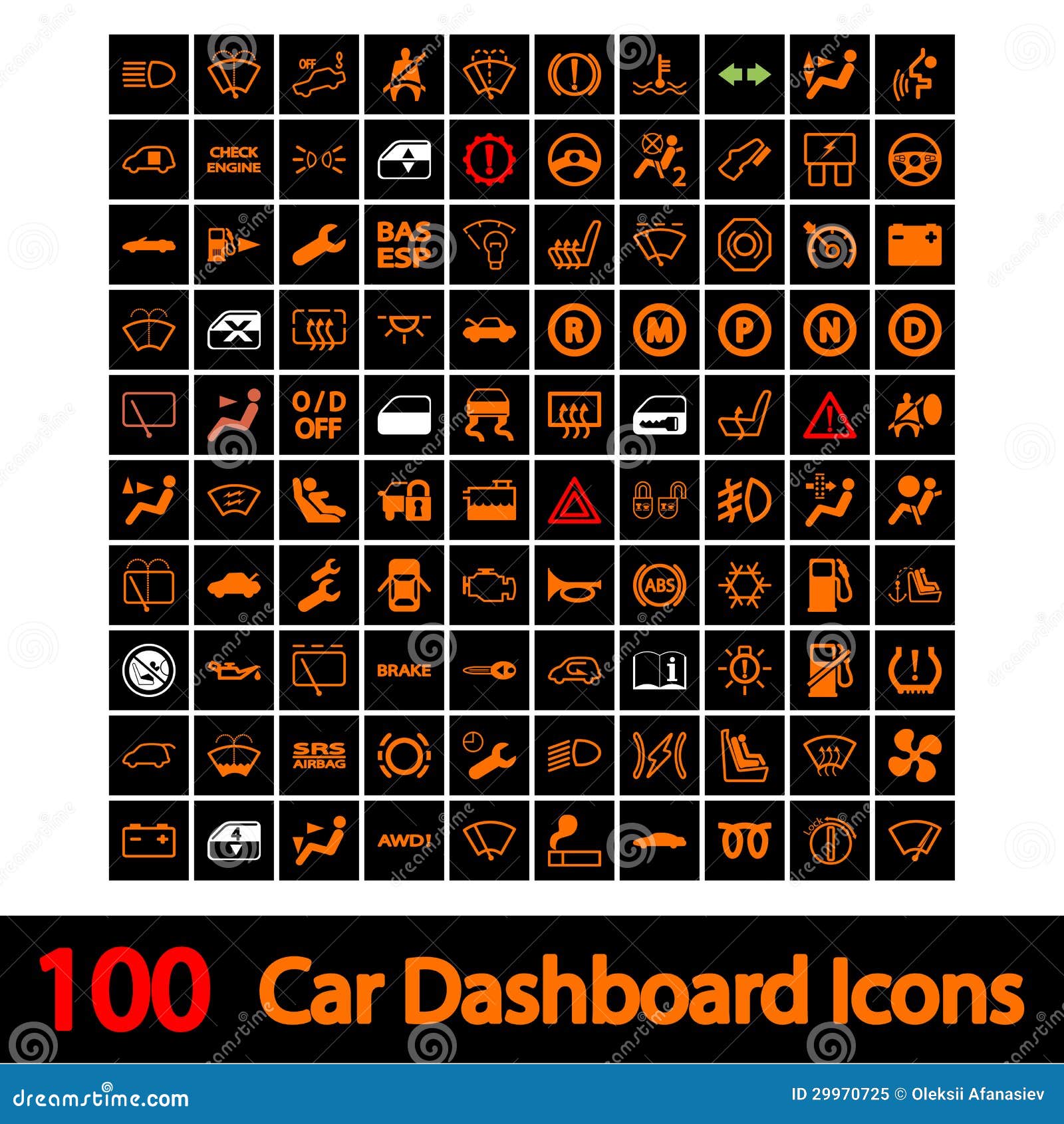 100 Auto-Armaturenbrett-Ikonen. Vektor Abbildung - Illustration von stab,  gefahr: 29970725
