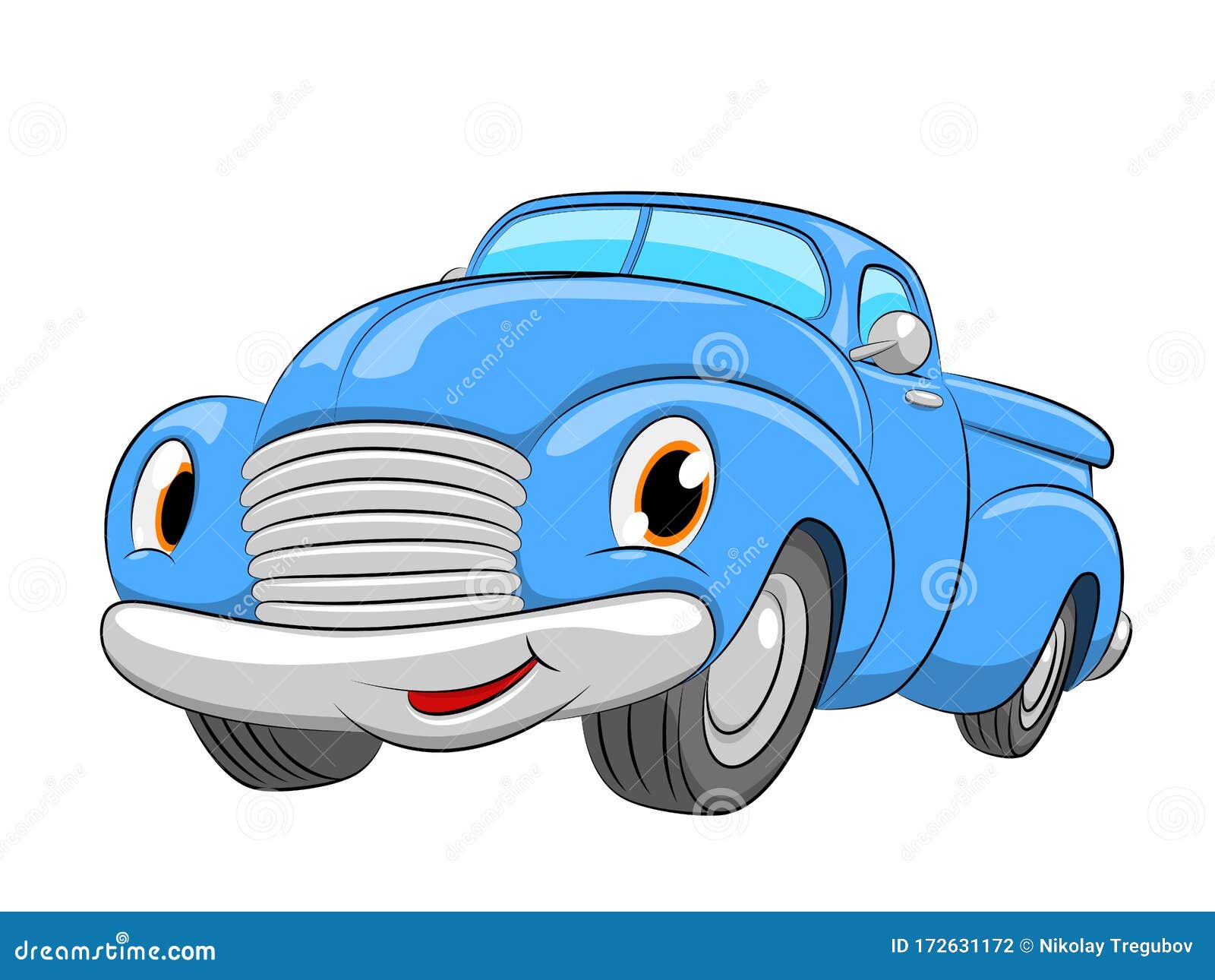 Auto Azul De Dibujos Animados Un Coche De Recogida En Un Fondo Blanco  Ilustración del Vector - Ilustración de cortado, feliz: 172631172