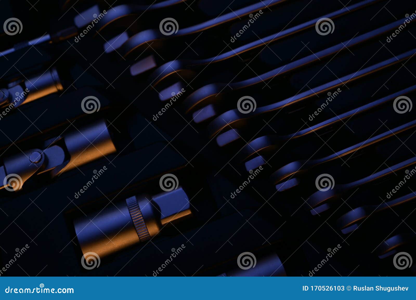 Auto Car Chrome Toolbox Kit with Socket Wrench Tool Lit with Blue and