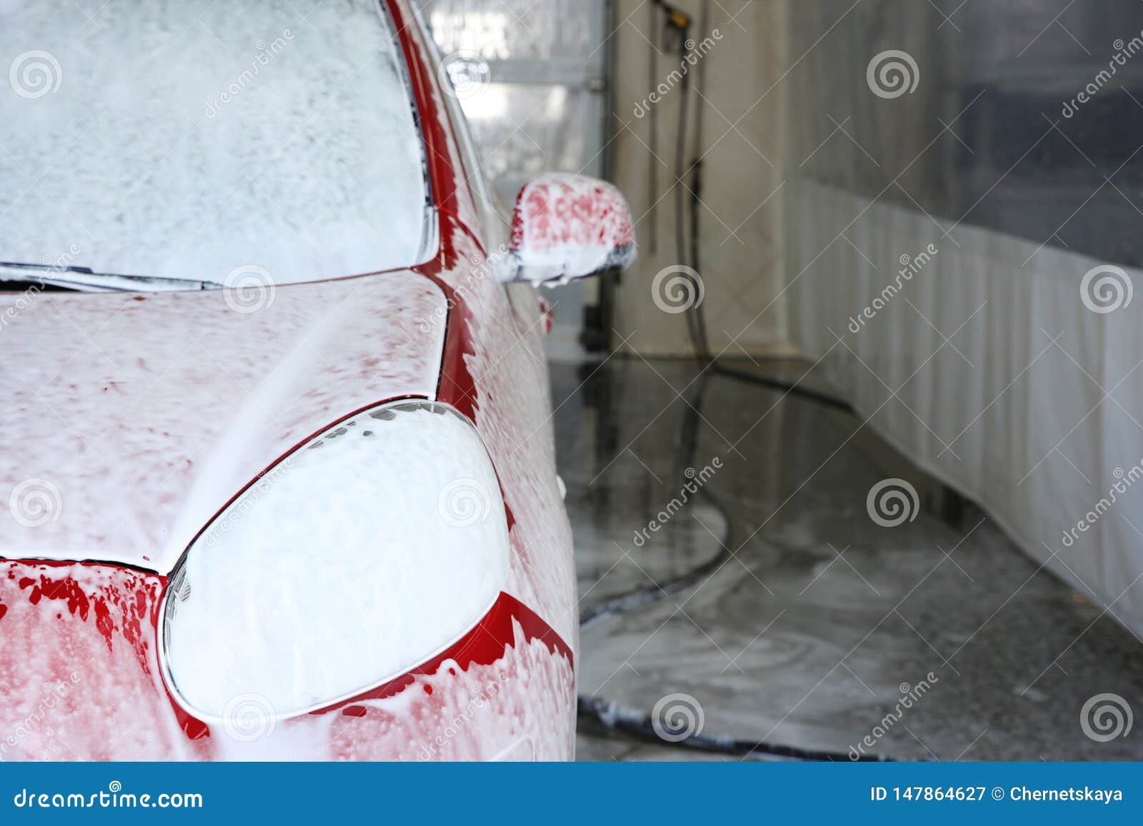 Auto Covered with Foam at Car Wash. Cleaning Service Stock Image Image of carwash, shine