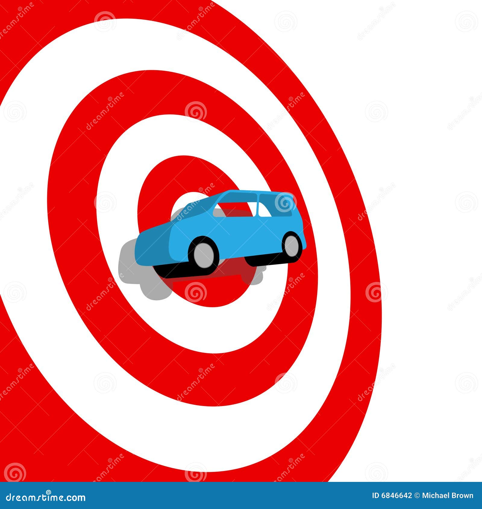 Auto för biljakt för bullseye 3d mål för shopping. Köpande bildroppe för auto blå bullseye nytt rött använt skuggamål