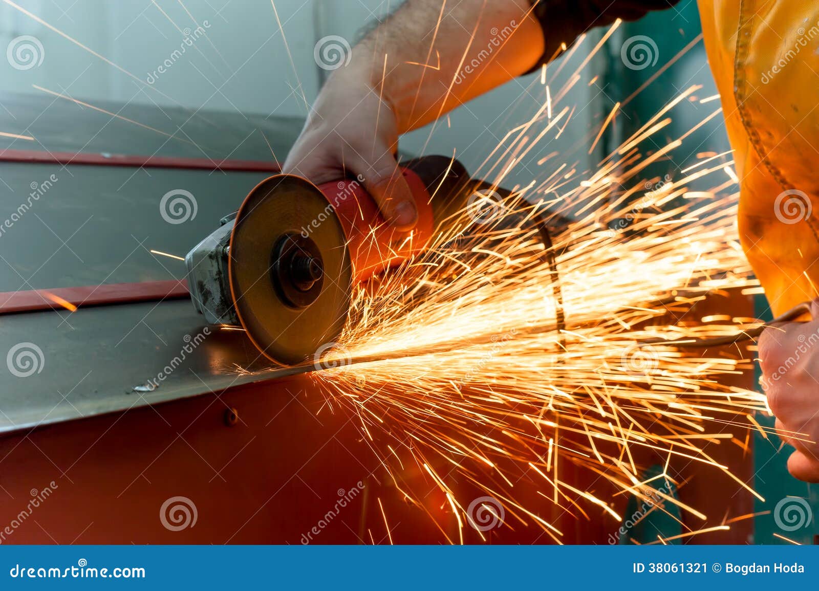 Auto Mechanic Grinding Metal Stock Image Image of circular