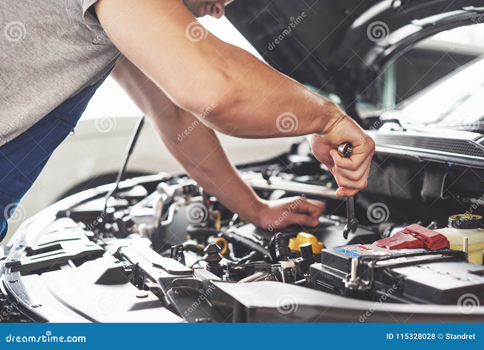 Auto Mechanic Working in Garage. Repair Service Stock Photo Image of
