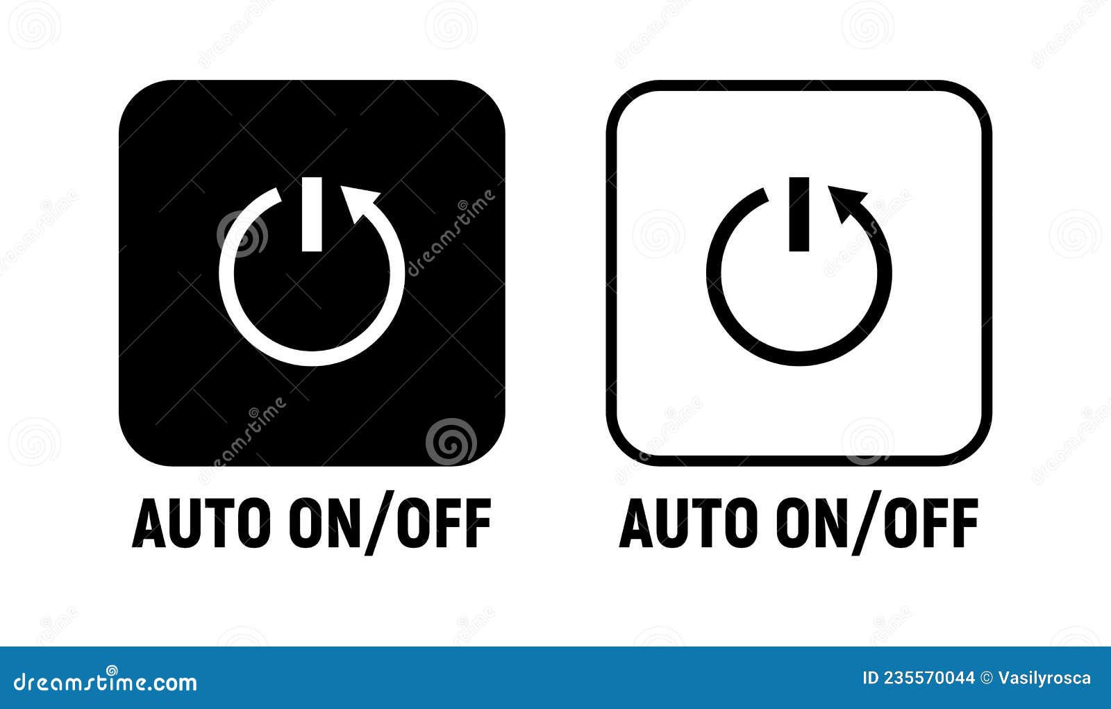 Auto Off Icon Power Automatic Switch. Auto on Button Light Time Starter  Automatic Stock Vector - Illustration of sign, switch: 235570044