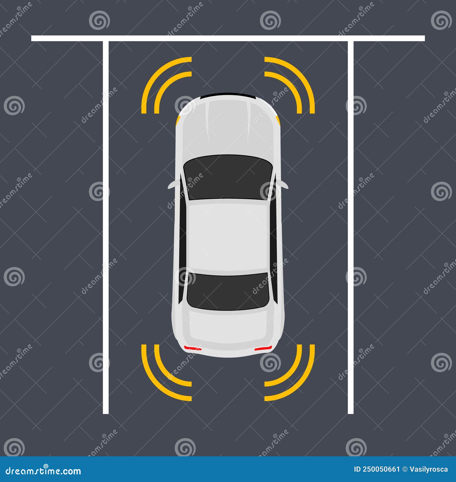 Auto-Parksensor-autonome Sicht. Autopark Hilft Bei Der Fahrsicherheit  Vektor Abbildung - Illustration von über, radar: 250050661