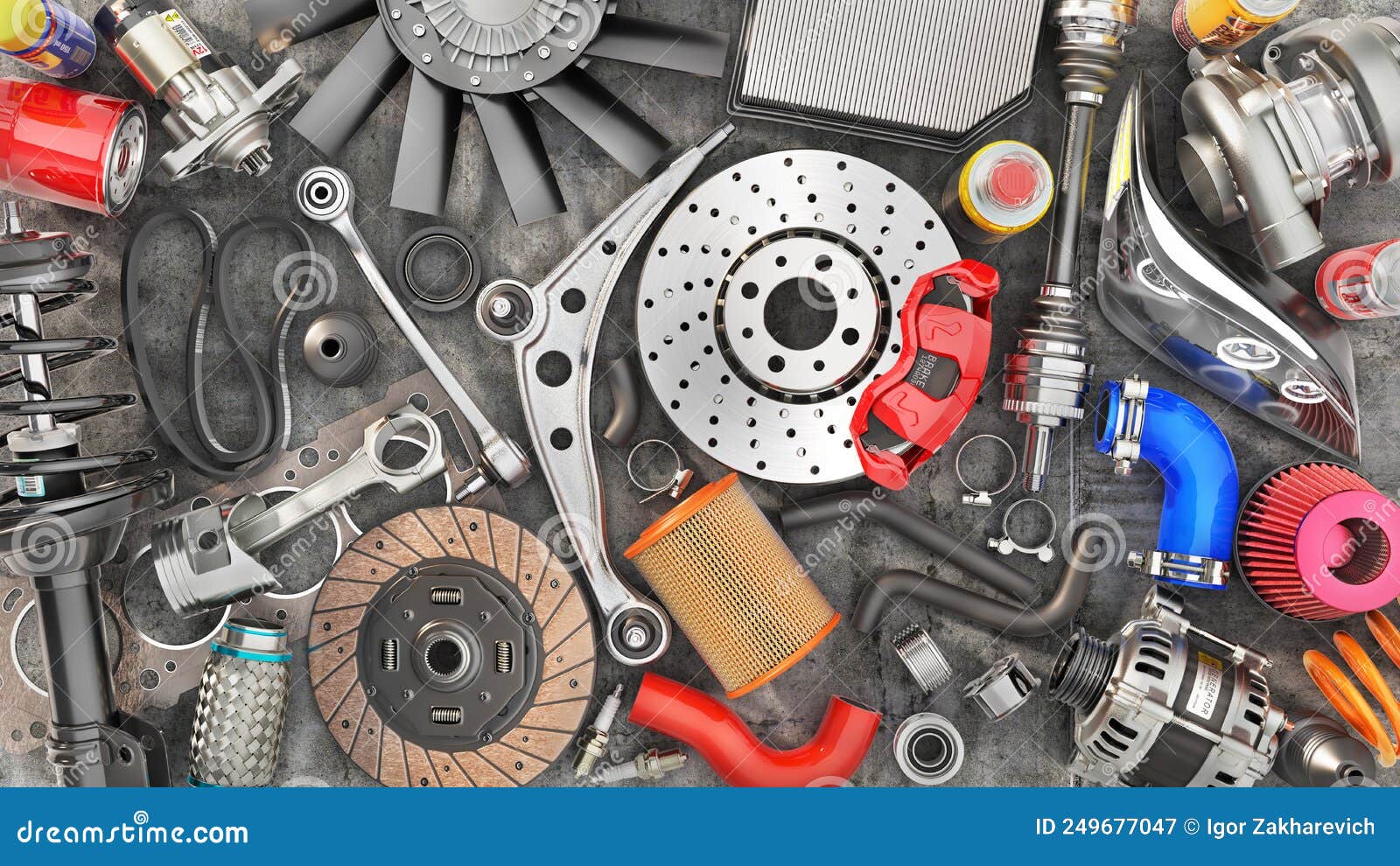 Auto Parts. Lots of Spare Parts Stock Illustration Illustration of