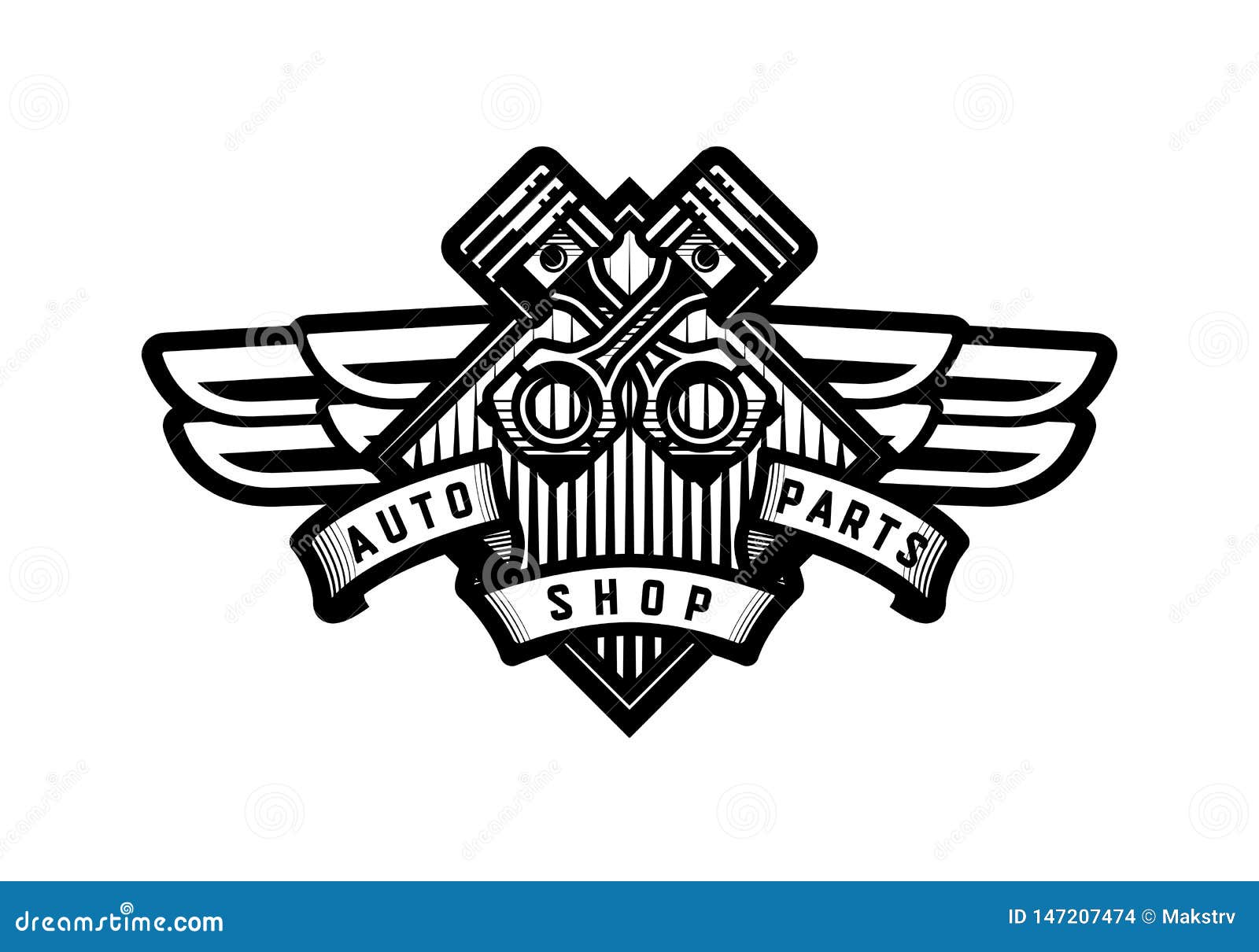 Auto Parts Store, Car Logo, Emblem. Vector Illustration. Stock Vector