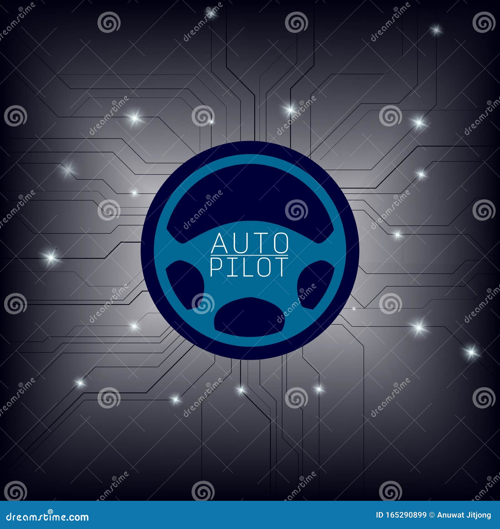 Auto Pilot And Connected Car Concept. Vector Illustration Of A Car With