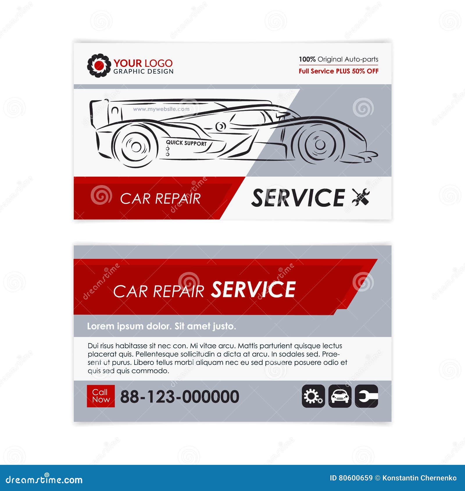 Auto Repair Business Card Template Create Your Own Business Cards Stock Vector Illustration Of Elegant Print 80600659