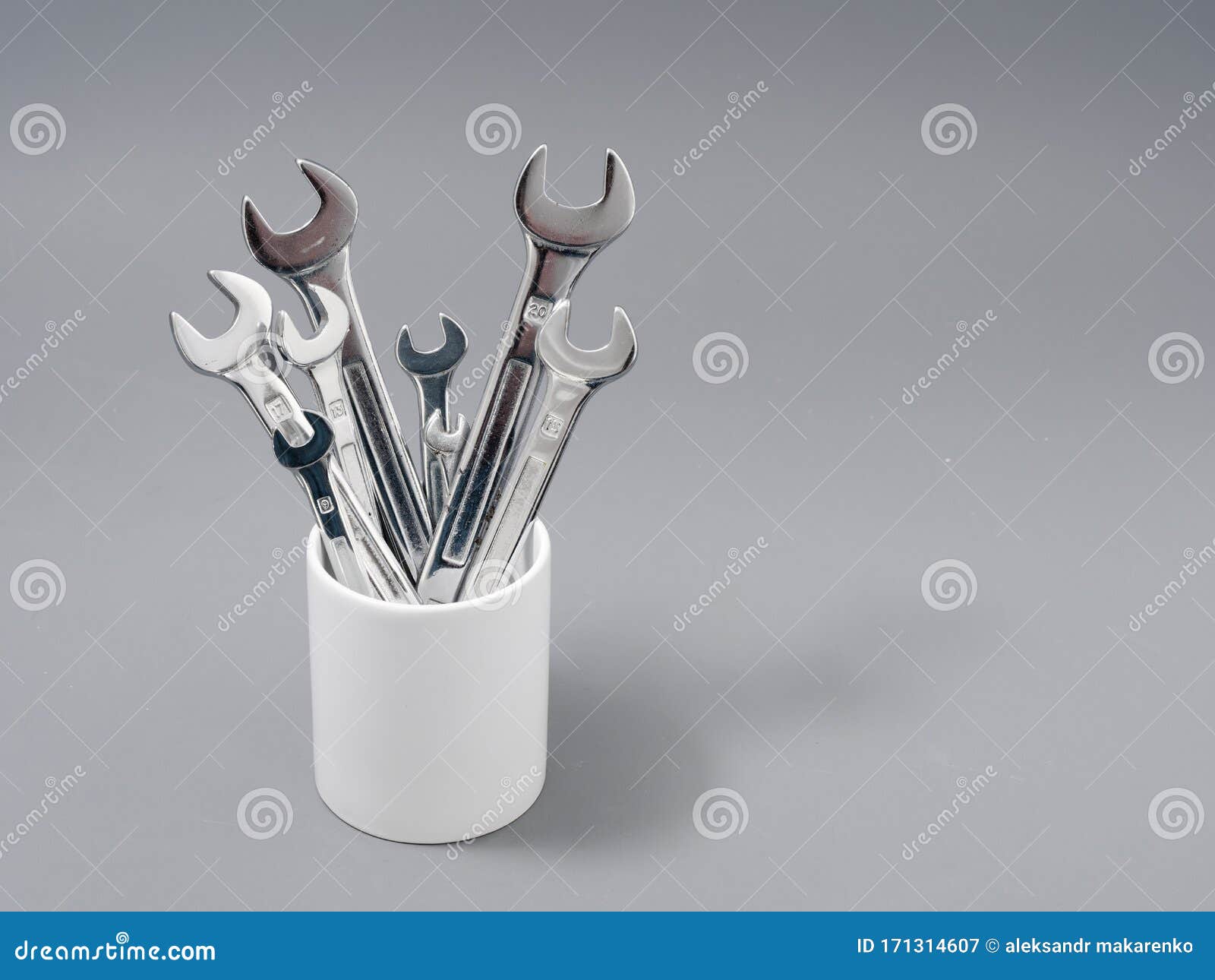 Auto Repair Wrenches on a Gray Background Stock Image Image of metal