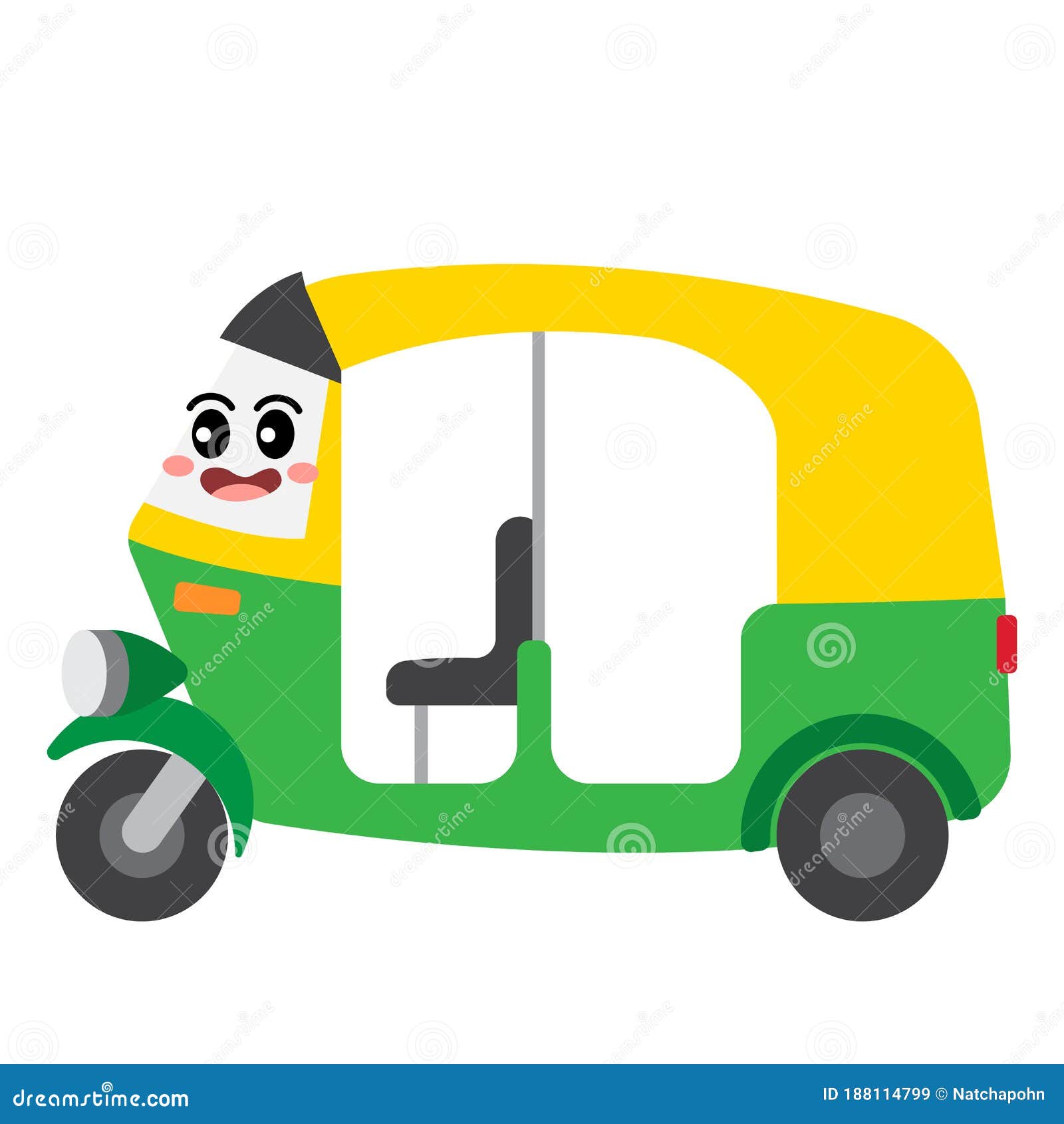Auto Rickshaw Transportation Cartoon Character Side View Vector