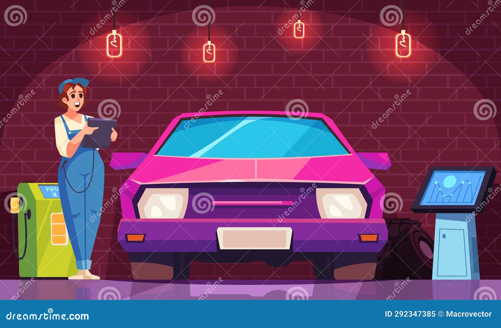 Auto Service Flat Illustration Stock Illustration Illustration of