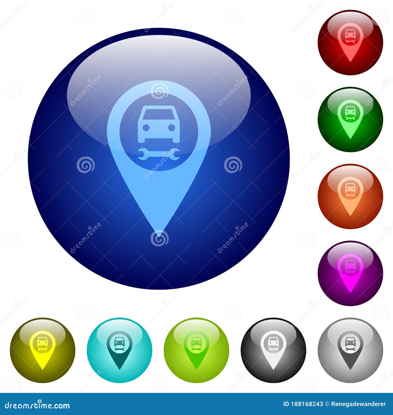 Auto Service GPS Map Location Glass Buttons Stock Vector - Illustration of green, buttons: 188168243