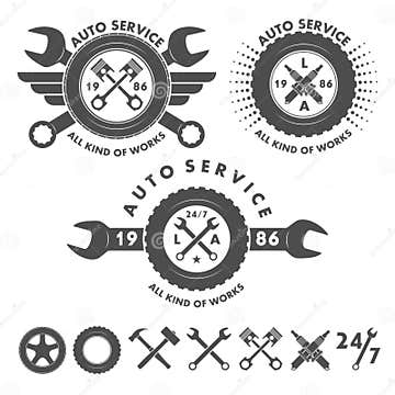 Auto Service Labels Emblems and Logo Elements Stock Vector ...