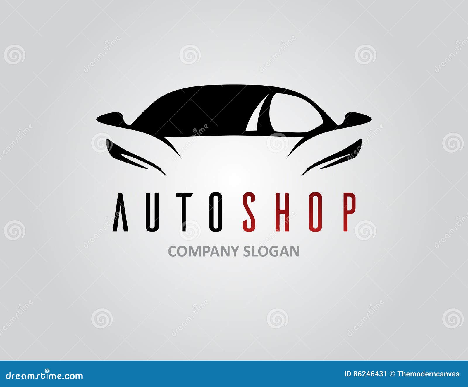 auto shop car logo  with concept sports vehicle silhouette