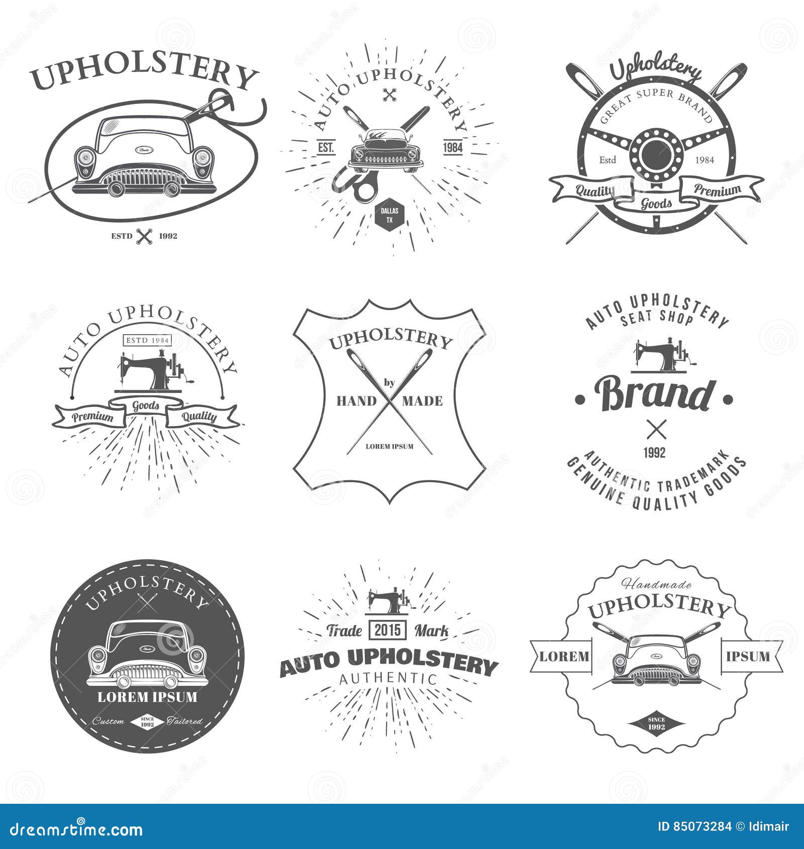 Auto Upholstery Vintage Badges and Labels Vector Stock Vector ...