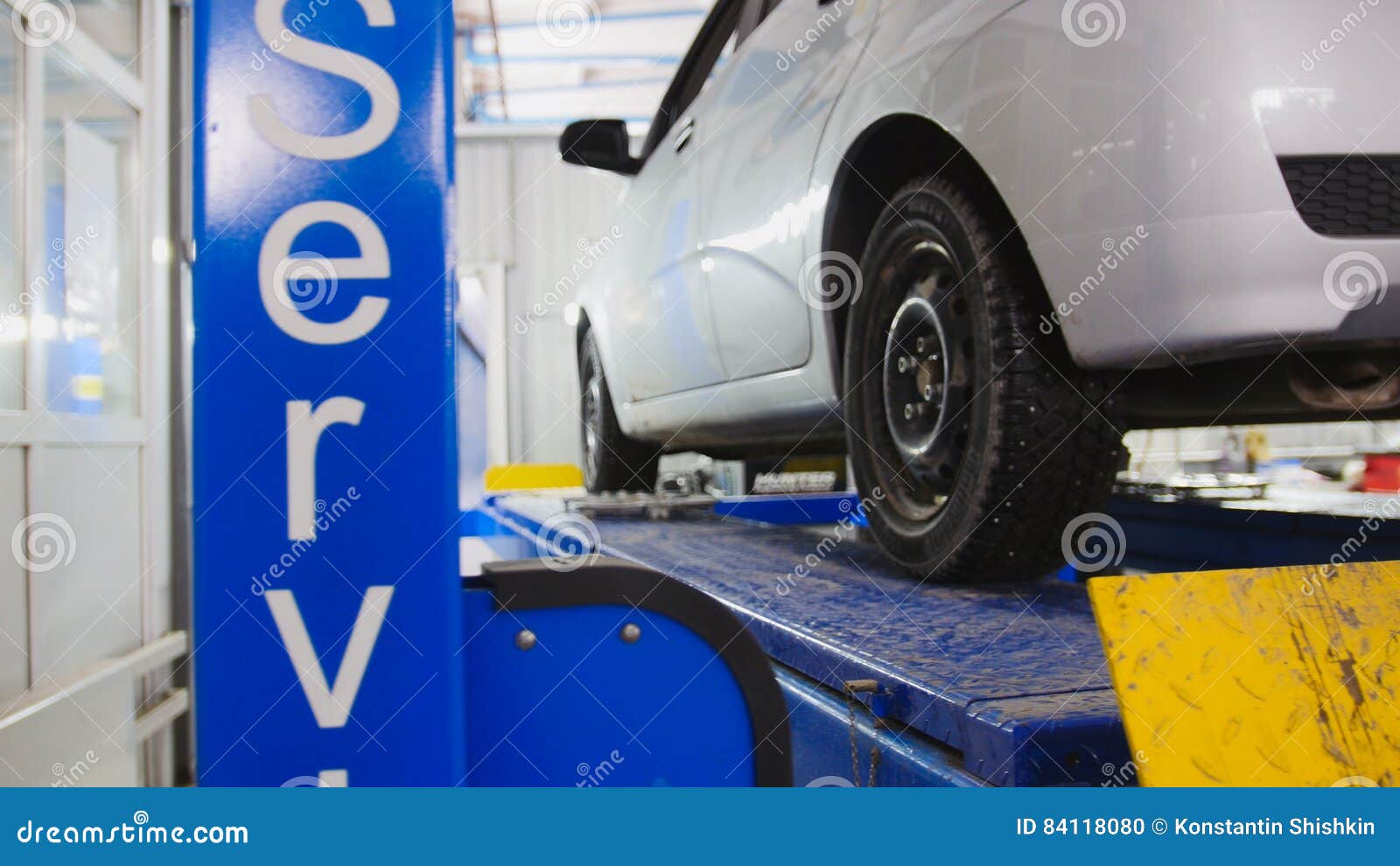 Auto Wheel Alignment in Service, Car Preparing for Professional