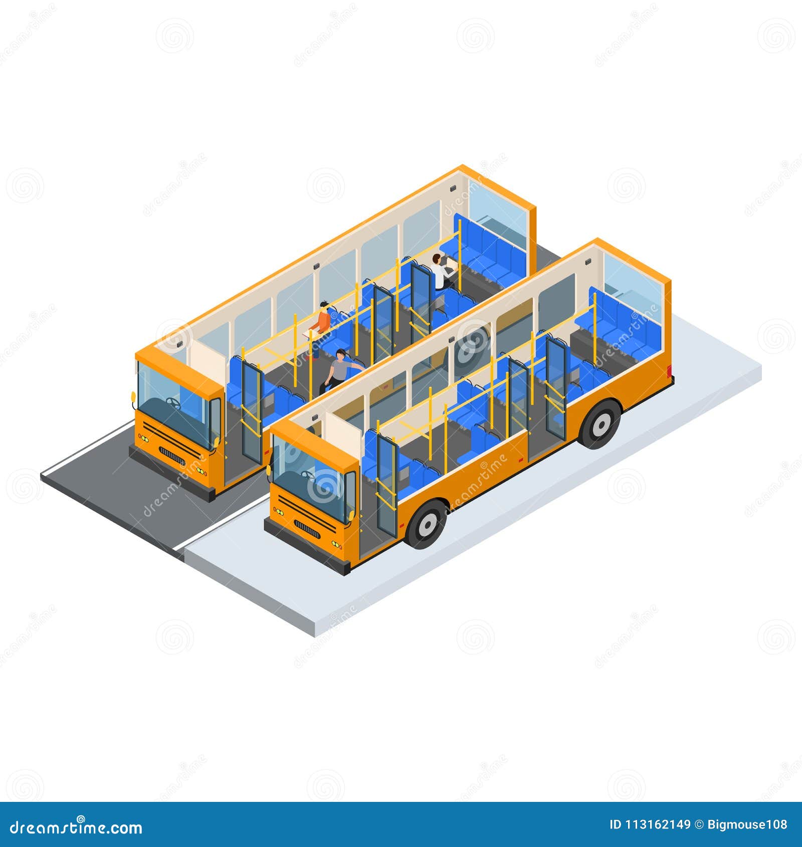 autobus and s part isometric view. 