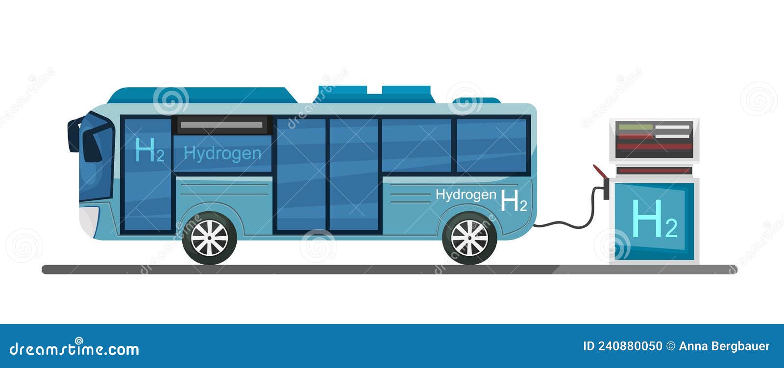 autobus with hydrogen motor. h2 fuel bus.  