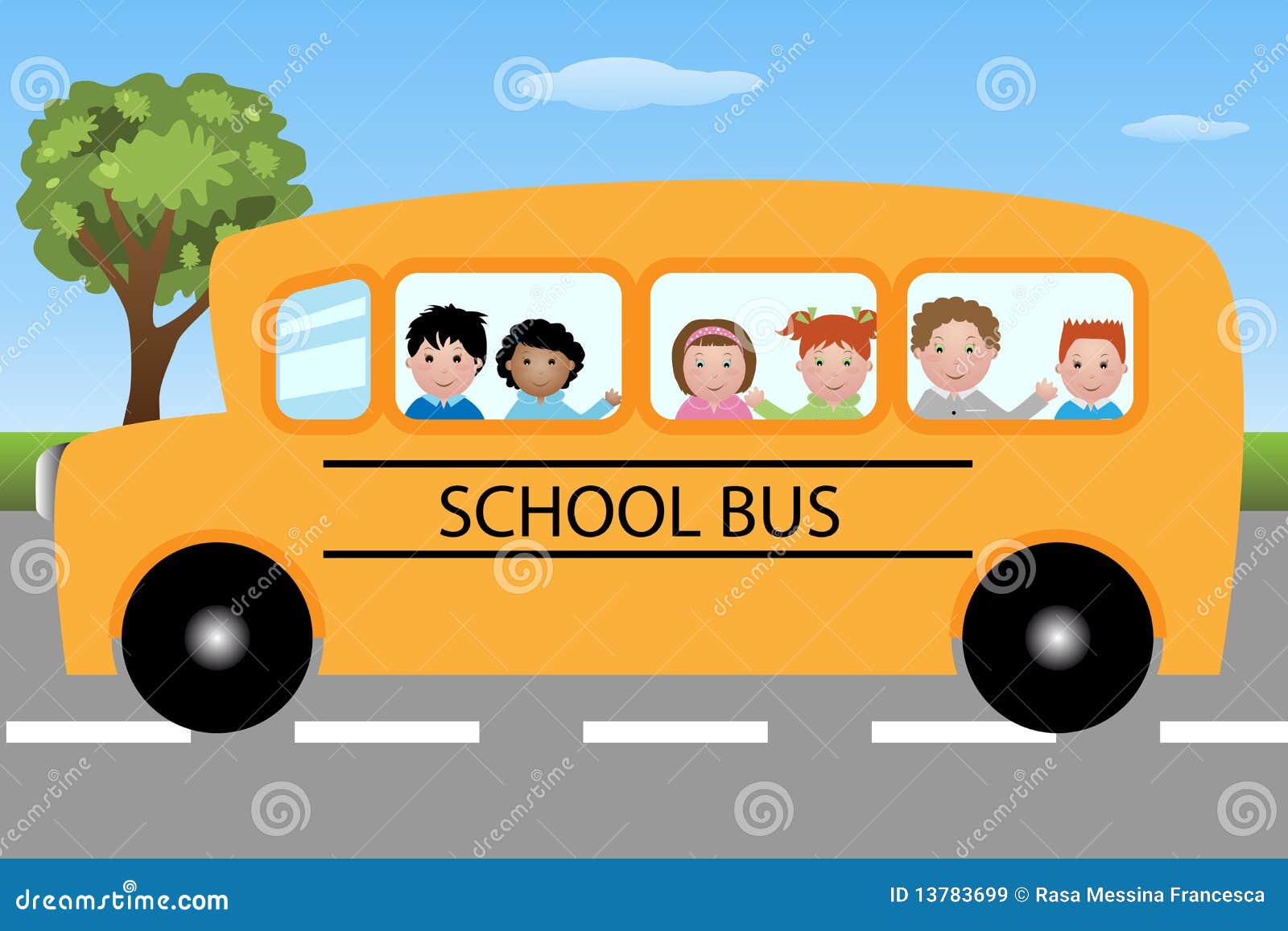 Autobus Scolaire Avec Des Enfants Illustration de Vecteur - Illustration du  bonheur, amis: 13783699
