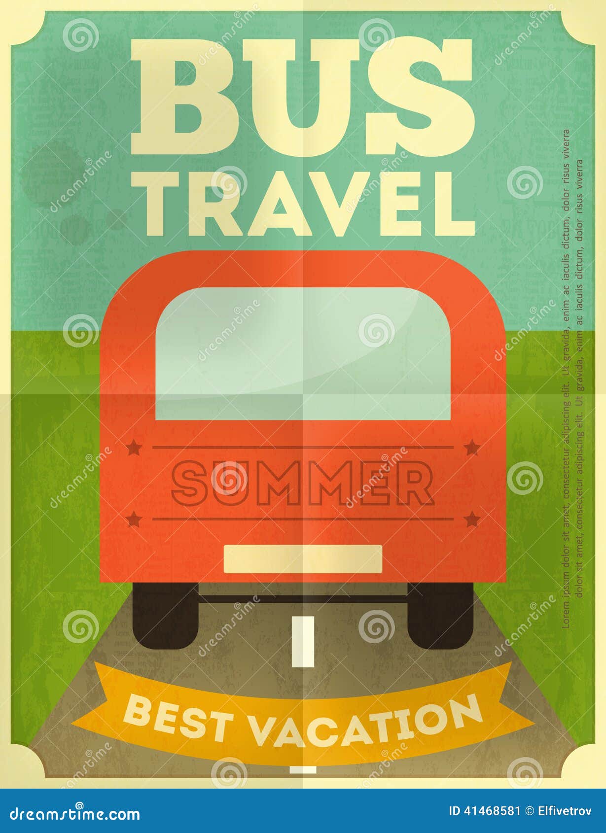 Autobusowy podróż plakat rocznika projekt - Urlopowe rzeczy w Retro stylu - wizerunek