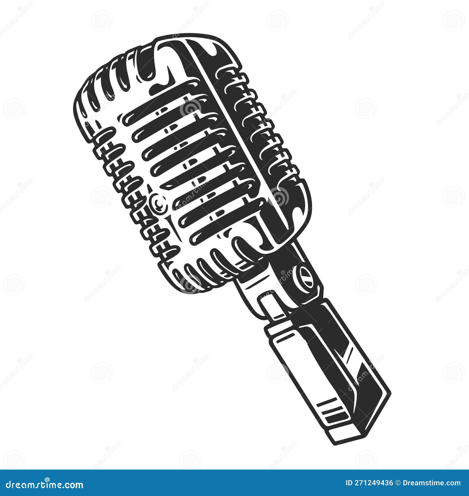 Autocollant Monochrome Microphone Professionnel Illustration de