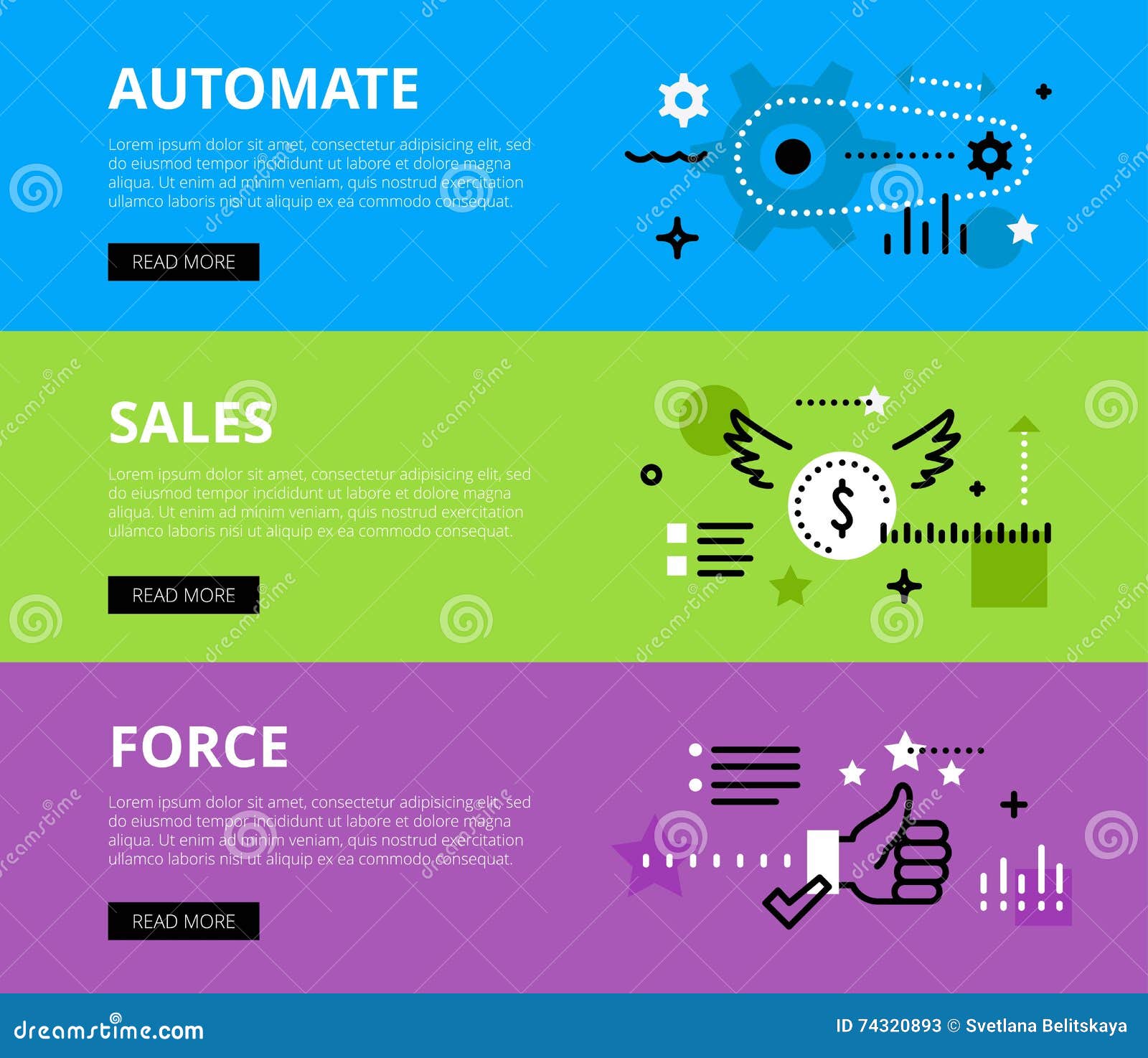 Automate Salesforce. Web Banners Set Stock Illustration Illustration Automate Salesforce. Web Banners Set Stock Illustration Illustration