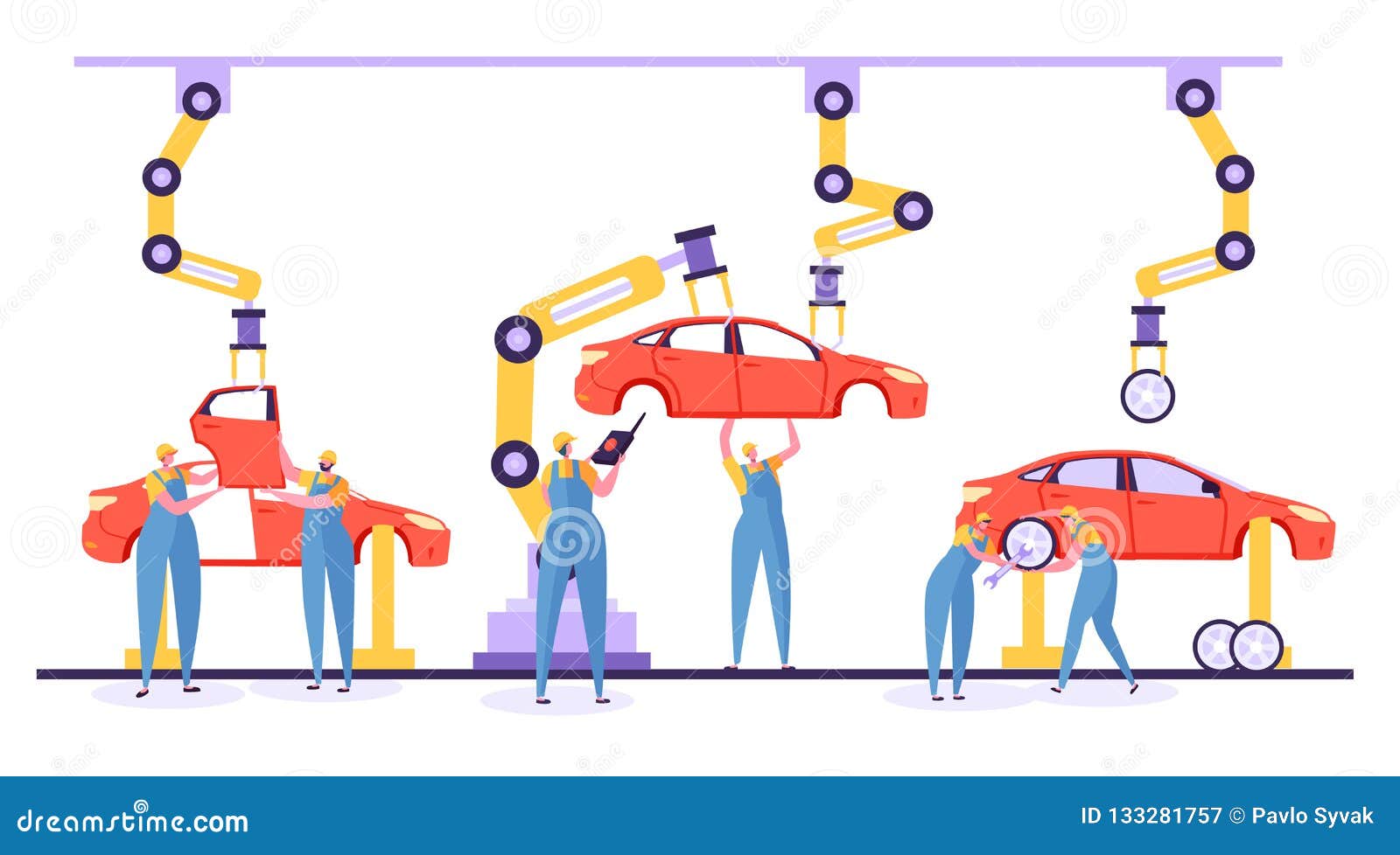 automated assembly line car production concept