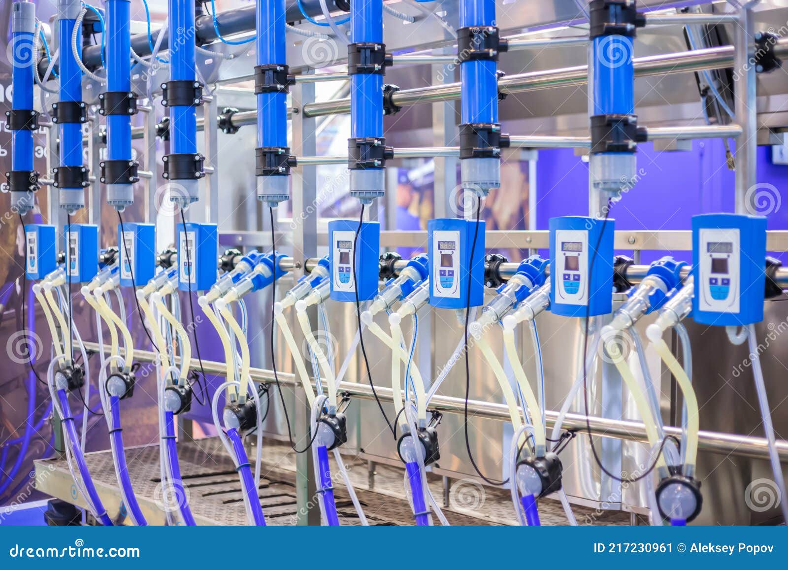 Automated Goat Milking Suction Machine With Teat Cups At Exhibition Stock Image Image Of Goat