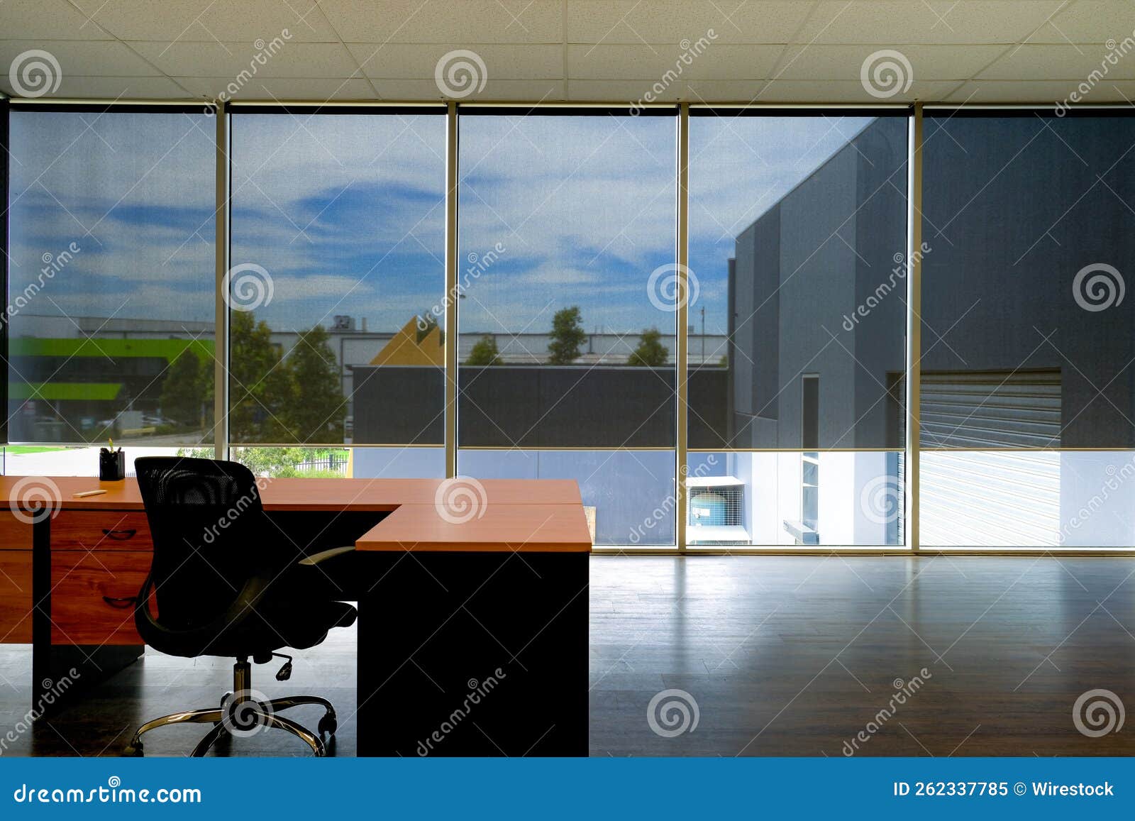 automated roller blinds in modern office