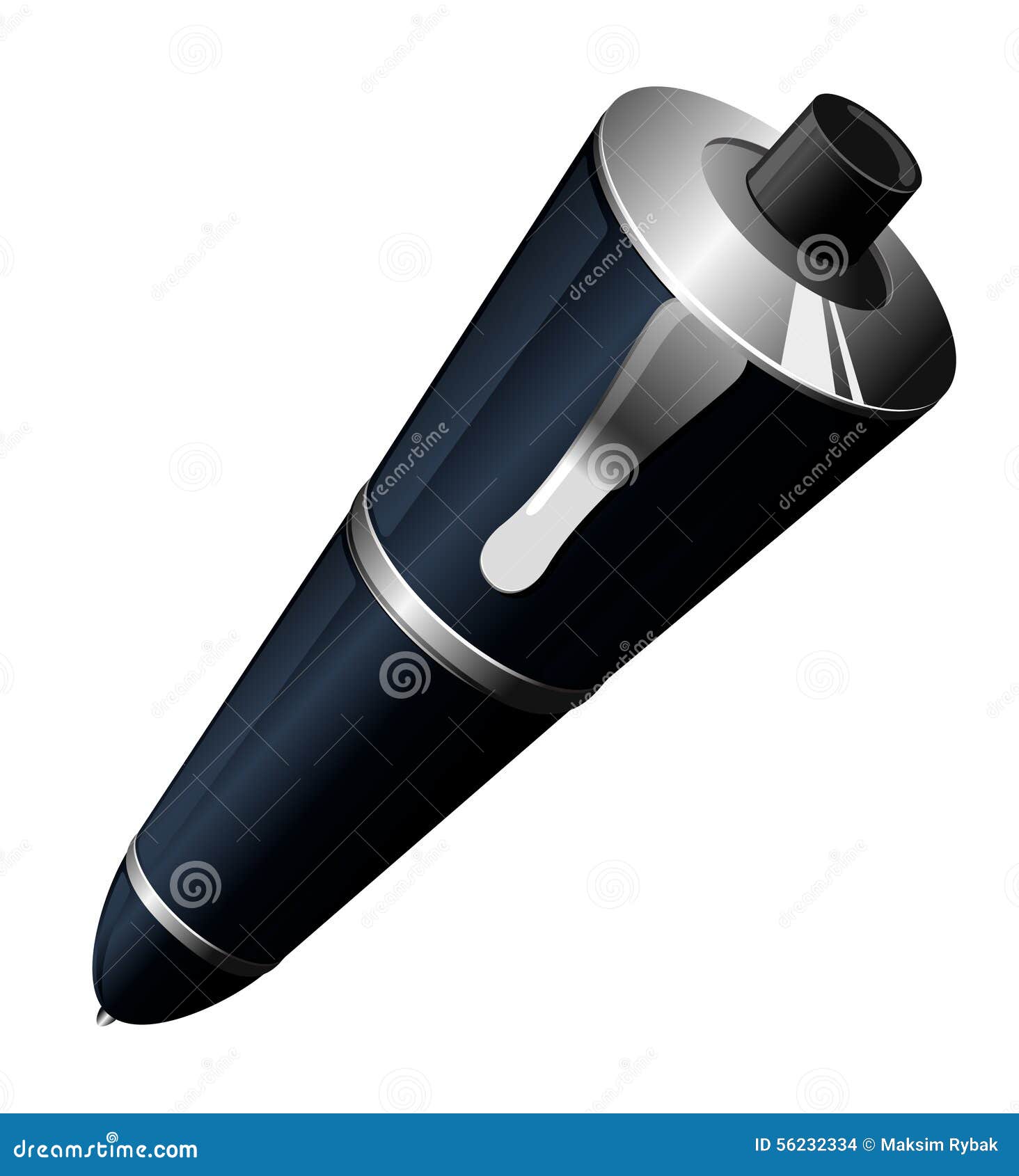 Automatic Ball Pen In The Vector.Ballpoint Pen In Vector On White