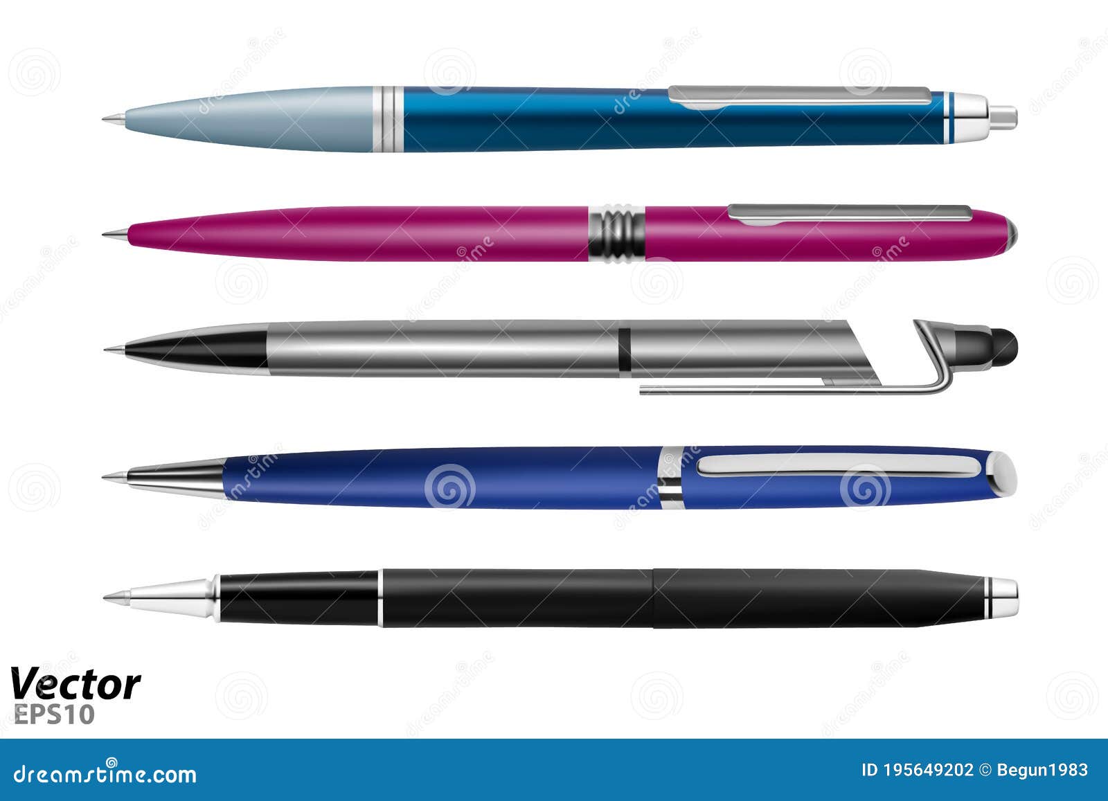 Automatic Ballpoint Pen in Vector.a Set of Handles in a Vector. Stock