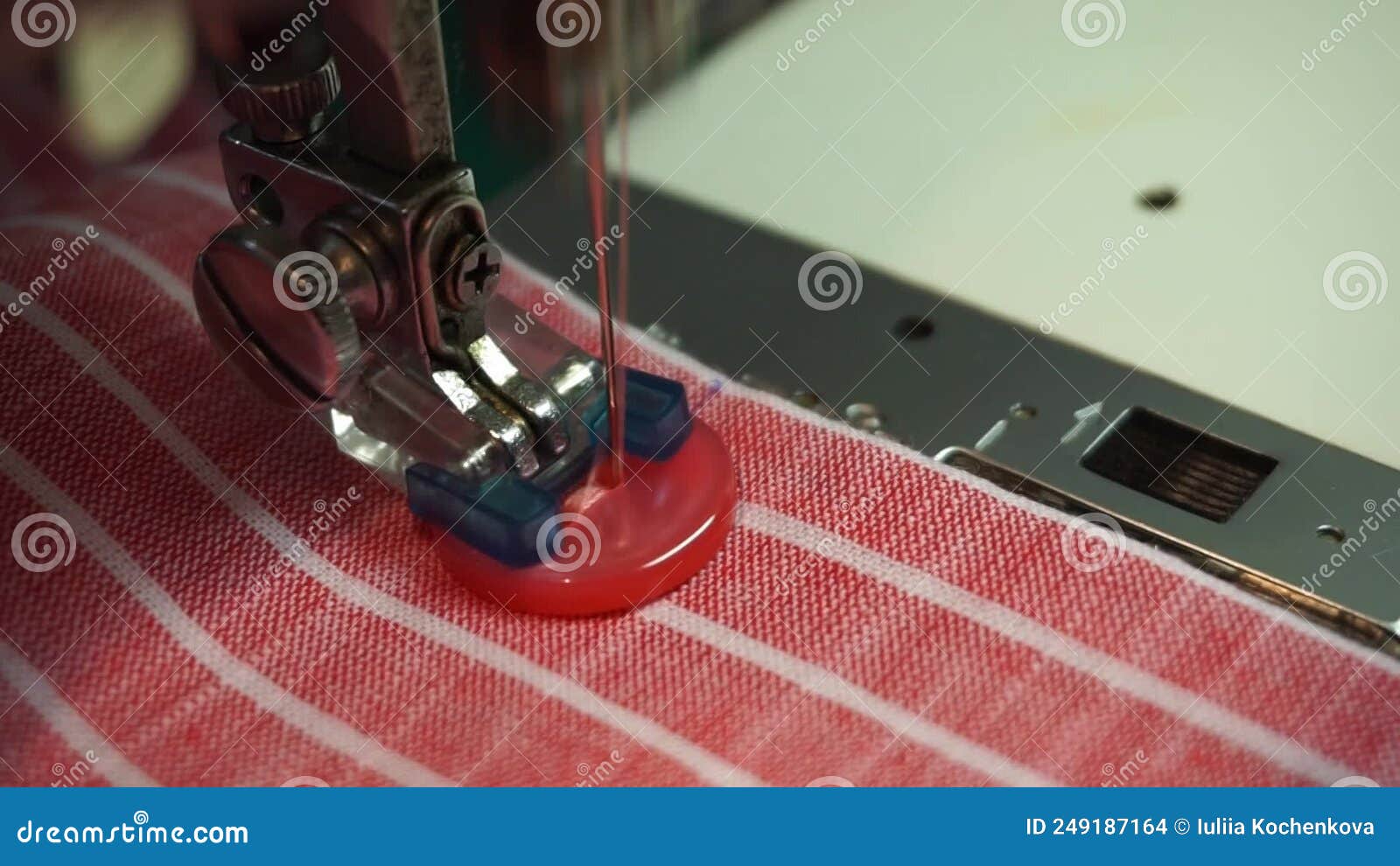 Automatic Button Attachment with Using Sewing Machine Stock Footage