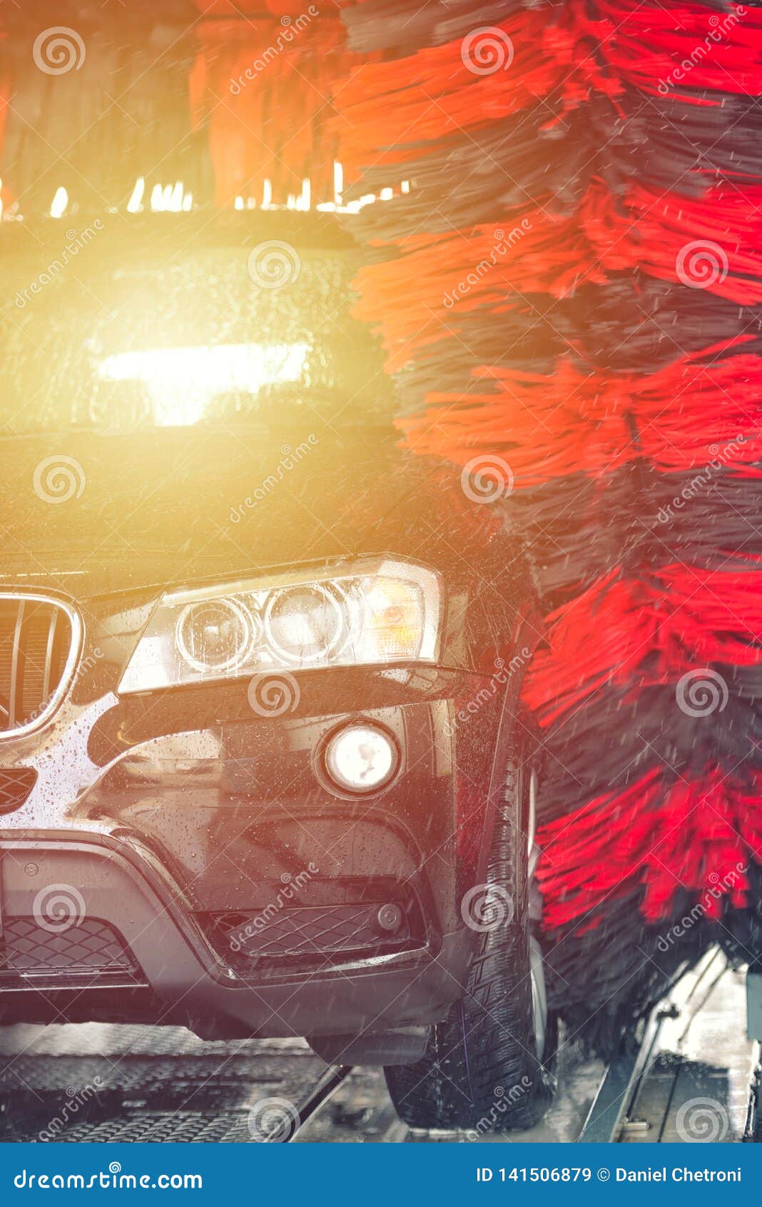 Automatic Car Wash in Action. Car Wash Concept Stock Image Image of
