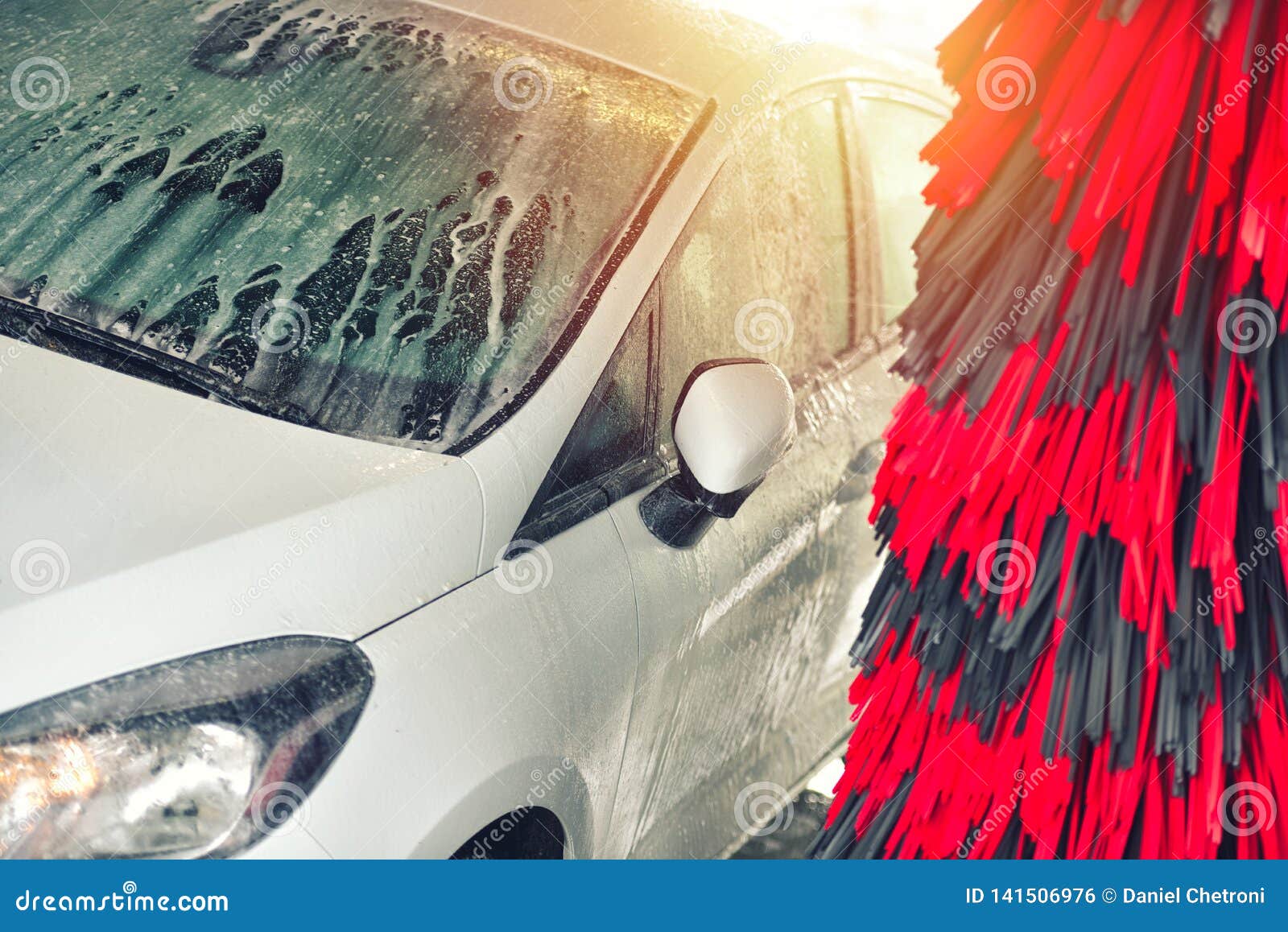 Automatic Car Wash in Action. Car Wash Concept Stock Photo Image of