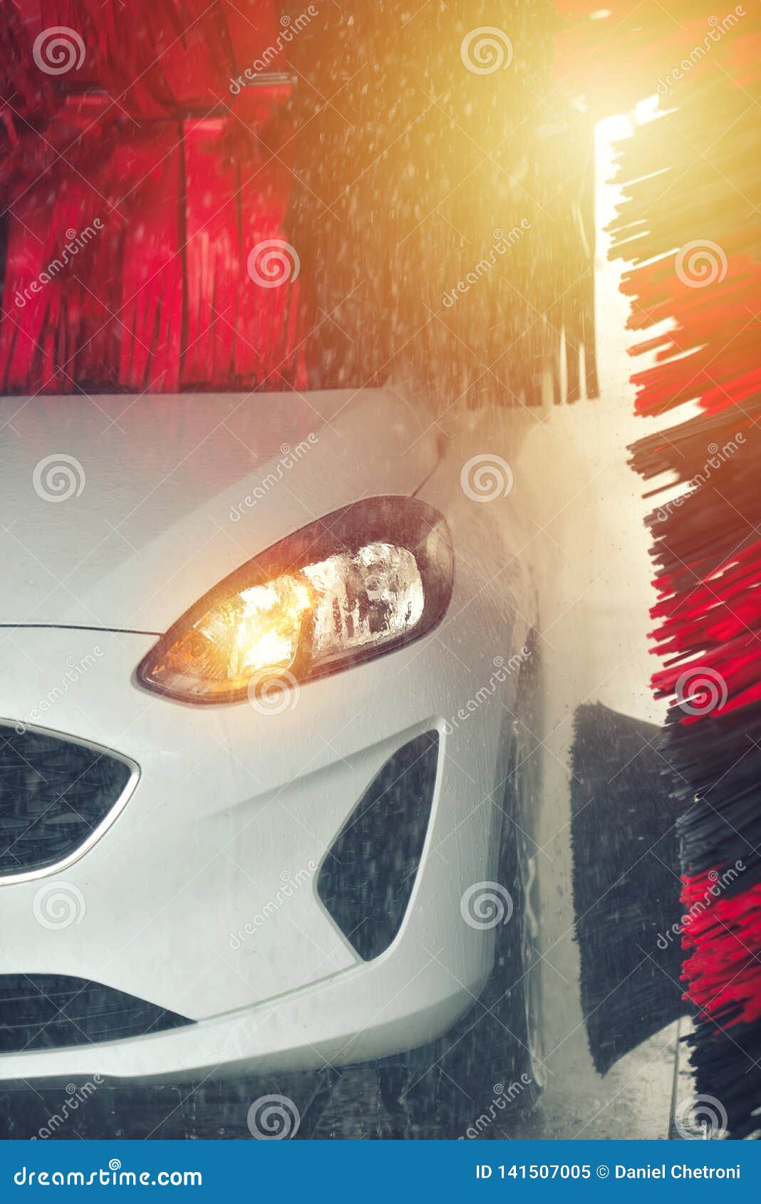 Automatic Car Wash in Action. Car Wash Concept Stock Image Image of