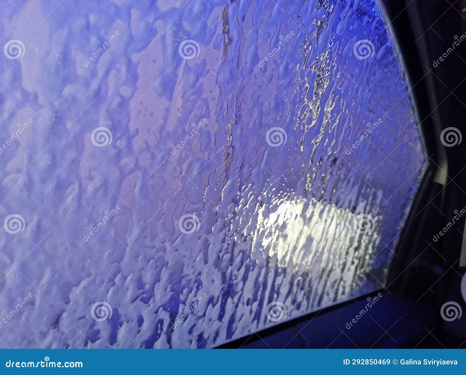 Automatic Car Wash Process. Spray Foam Bubble Shampoo on the Car Surface Stock Image Image of