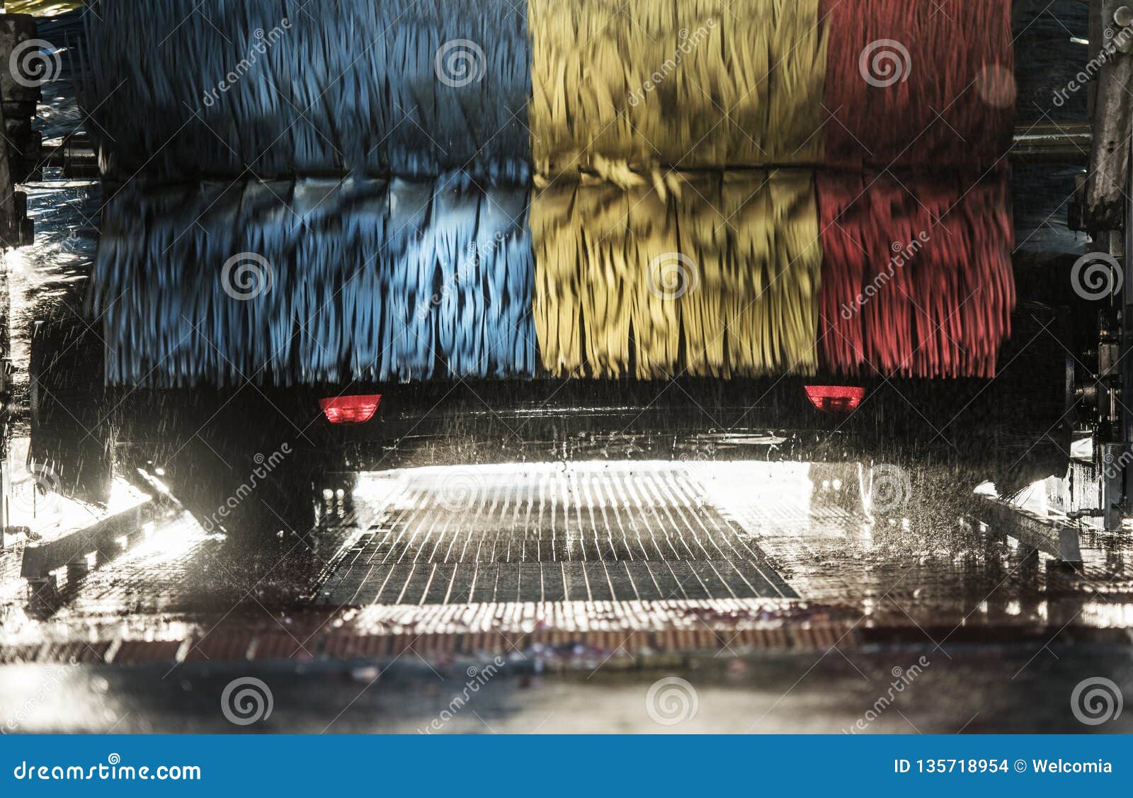 Car Wash in Progress stock photo. Image of spinning 135718954