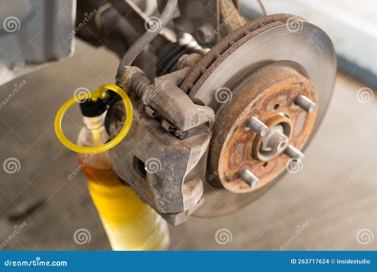 Automatic Change of Brake Fluid in a Car Service. Stock Photo Image