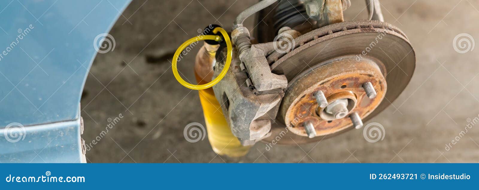 Automatic Change of Brake Fluid in a Car Service. Widescreen. Stock